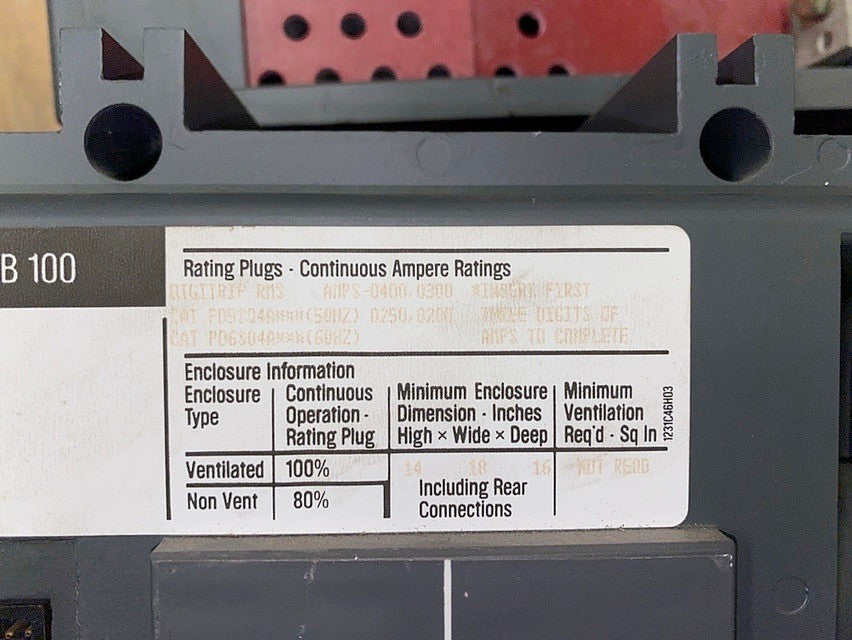 Westinghouse PowR Circuit Breaker 400A SPB 100 w/ Digitrip RMS Cat: PD6S04A020(S6LLST1568)