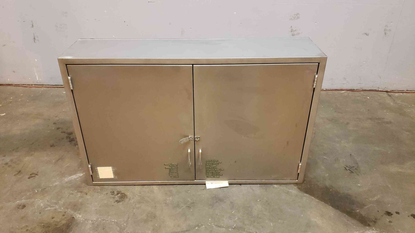 4' Full Stainless Steel Lab Wall Cabinet Double Solid Door Clean Room