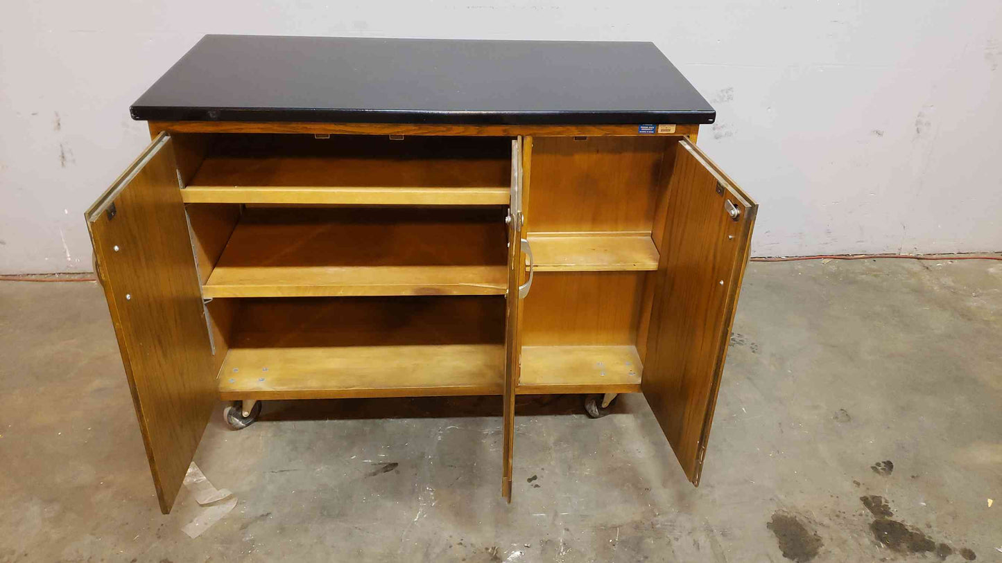 Kewaunee Rolling Wood Lab Storage Cabinet Chem Resistant Top 52x24x36 (SKU: 4002AA)