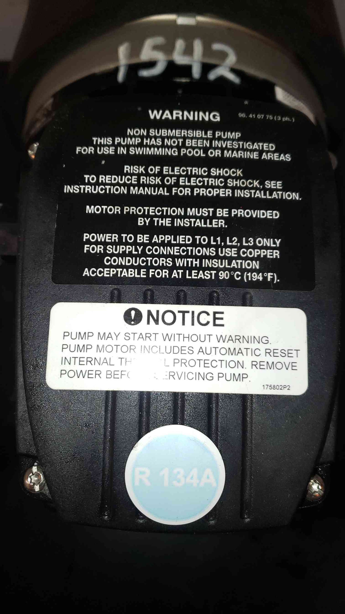GRUNDFOS .75HP Pump 480V B 4JZ20173P10801 (SKU: 2403AA)(2403AA)