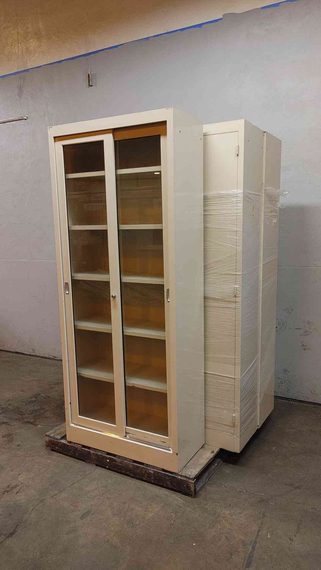 7ft Heavy-Duty Industrial Laboratory Casework Cabinet - Sliding Glass Doors