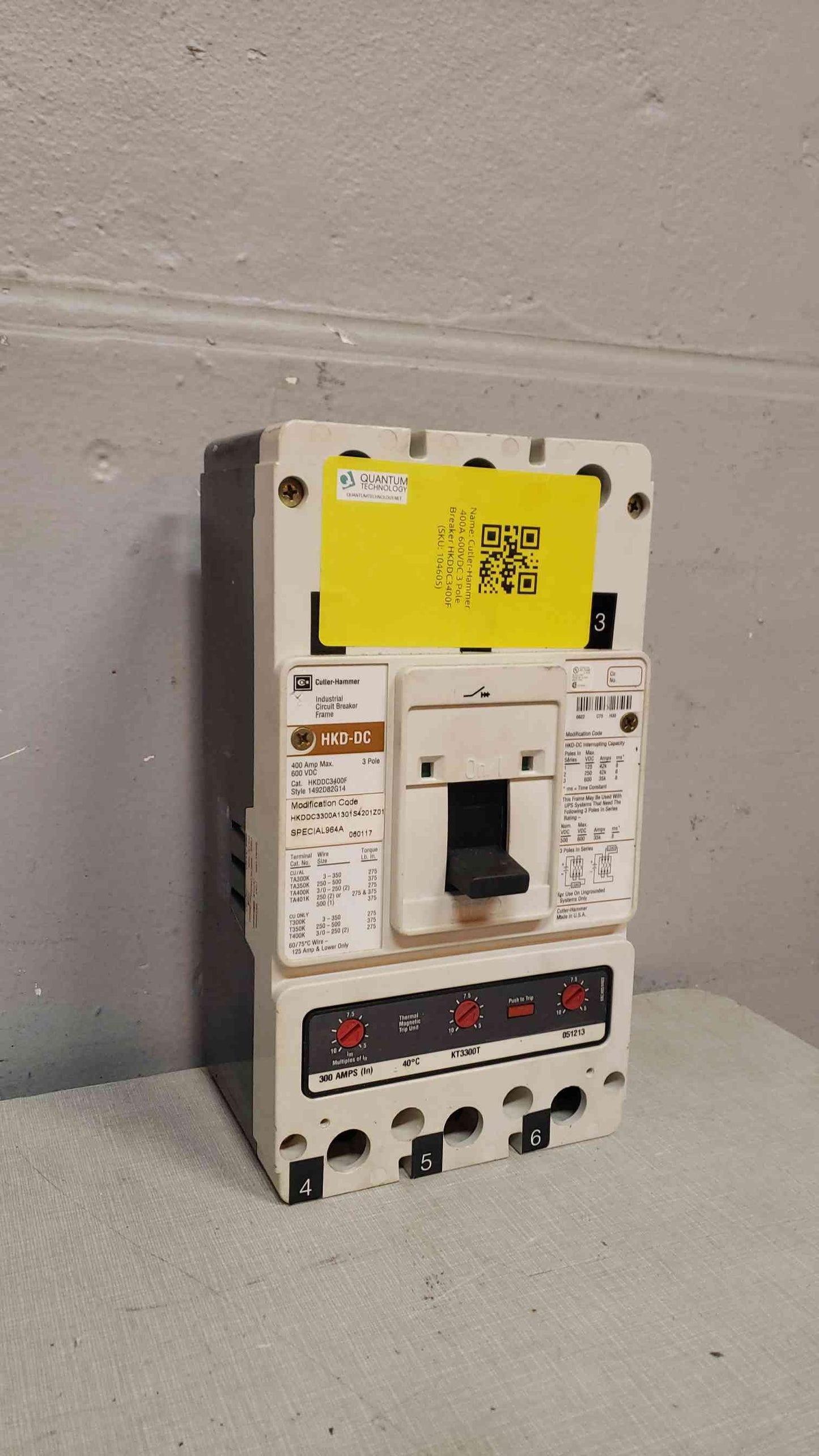 Cutler-Hammer 400A 600VDC 3 Pole Breaker HKDDC3400F(104605)
