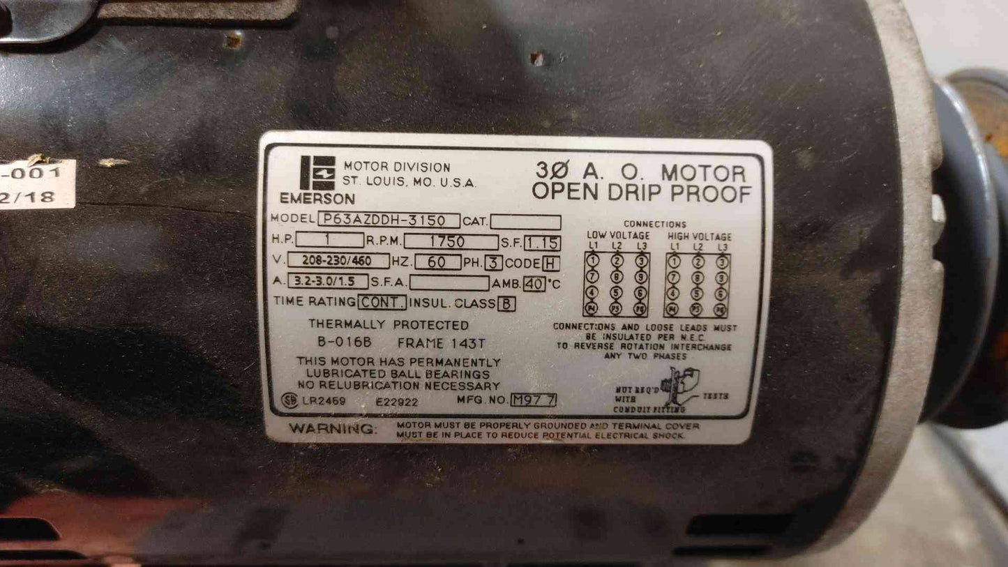 Emerson 1HP 3PH 208-230/460V P63AZDDH-3150(104856)