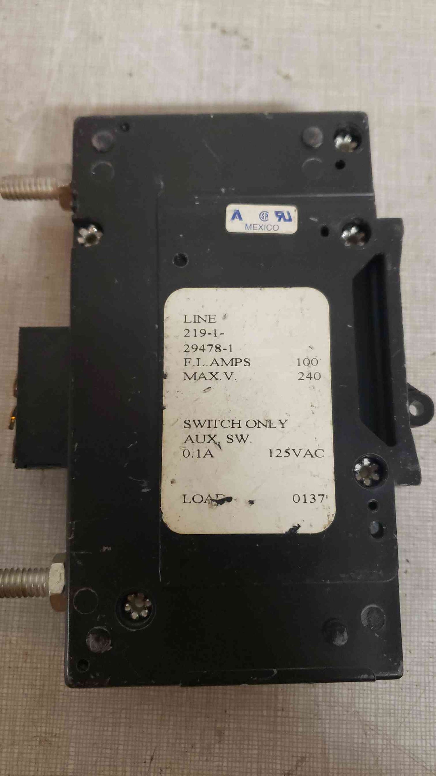 Airpax 100A 1 Pole Breaker (SKU: 107185)