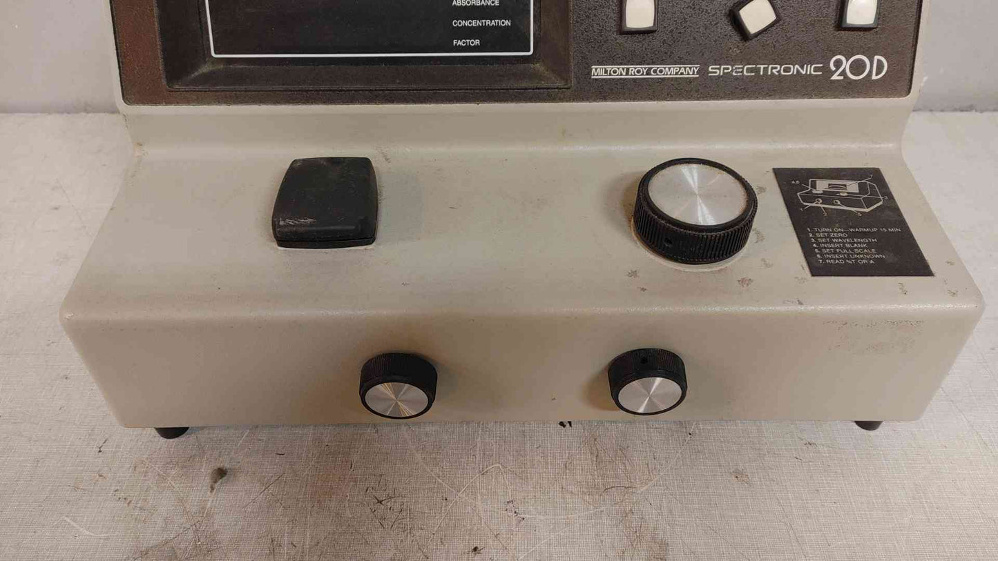 * * Milton Roy Spectronic 20D Spectrometer 115V .8A 333175 (108042)
