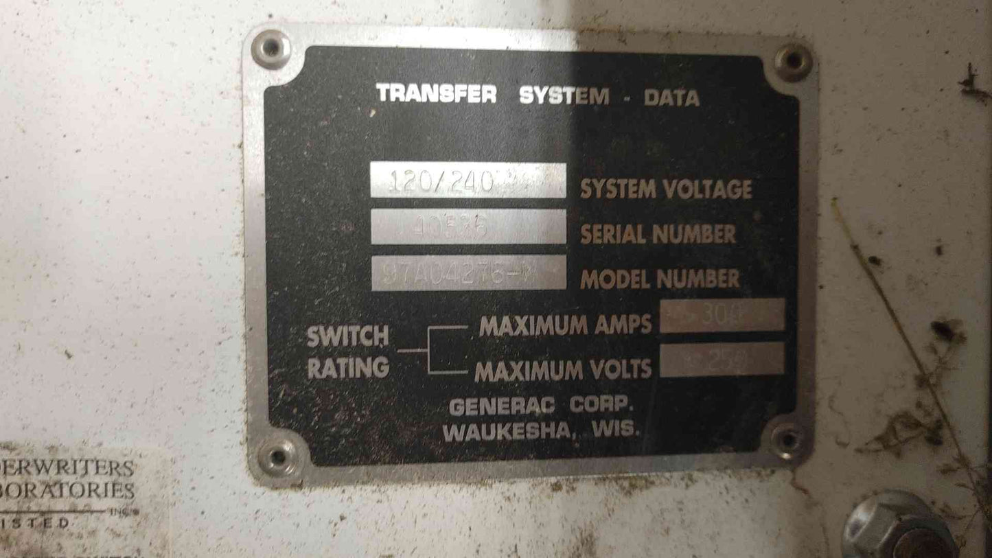 Generac ATS 120/240V 300A 97A04276-W 1PH Automatic Transfer Switch