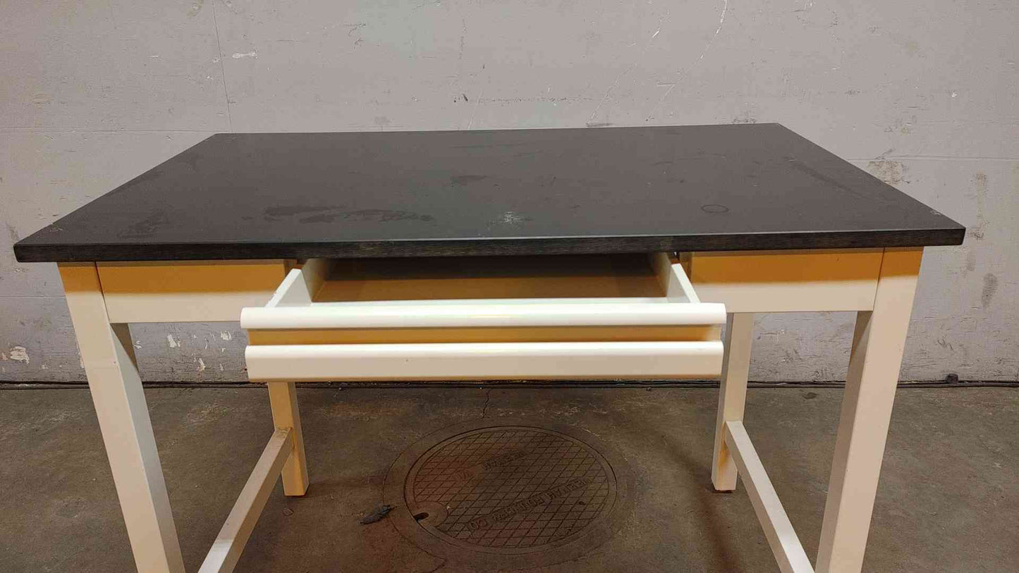 4' Black Epoxy Desk With Drawer Lab Desk