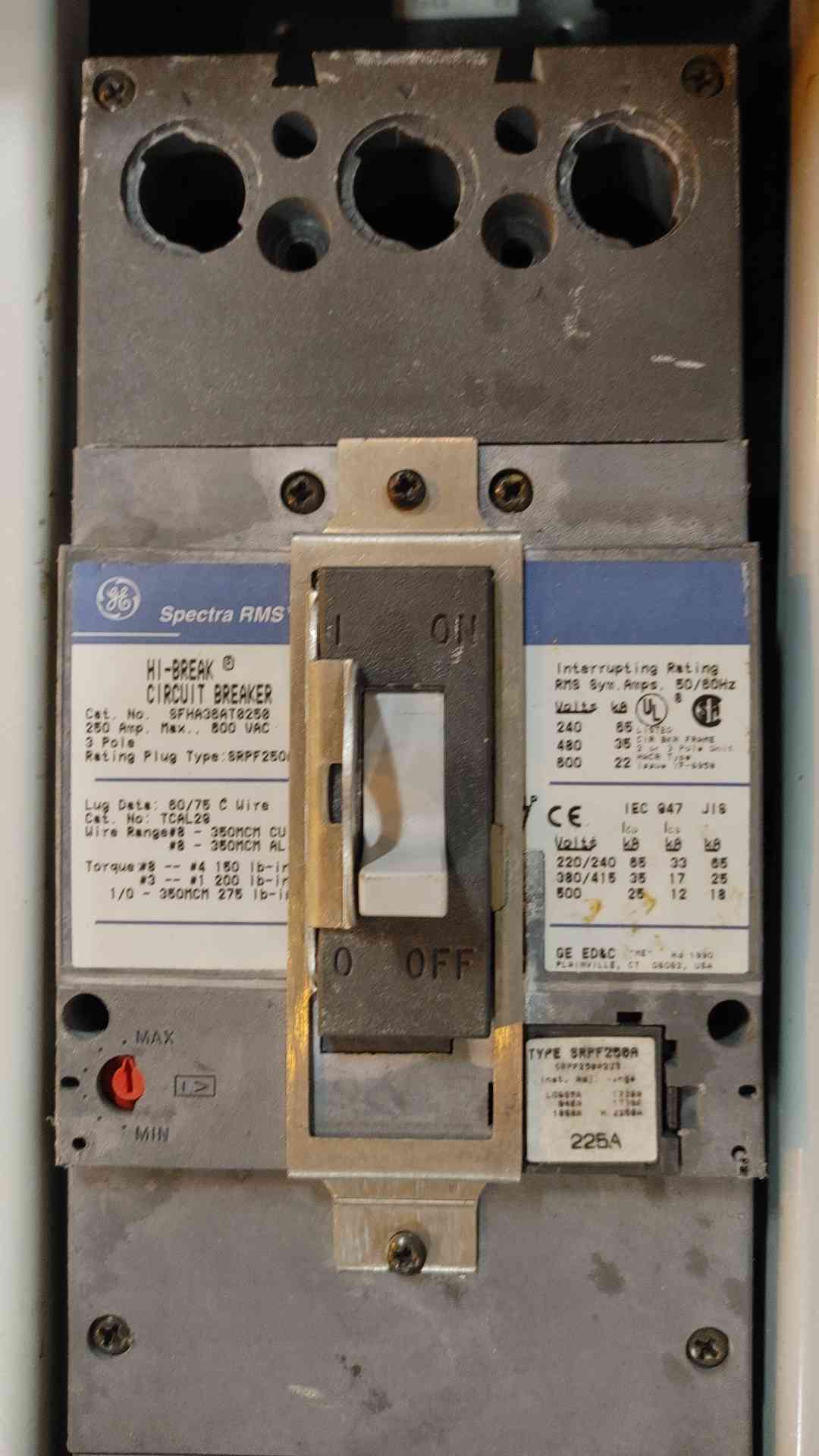 GE Spectra Series MBP Panelboard 250A 480V 3PH 3 Breaker Maintenance Bypass (108955)