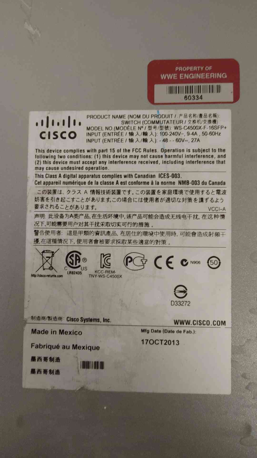*Pickup Only* Cisco Catalyst 4500-X Series (109127)