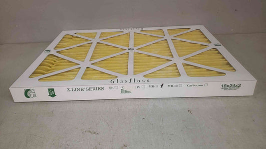 New Box of 12 Glasfloss 18x24x2 Merv 11 MR-11 Pleat M1118242 (SKU: 109971)