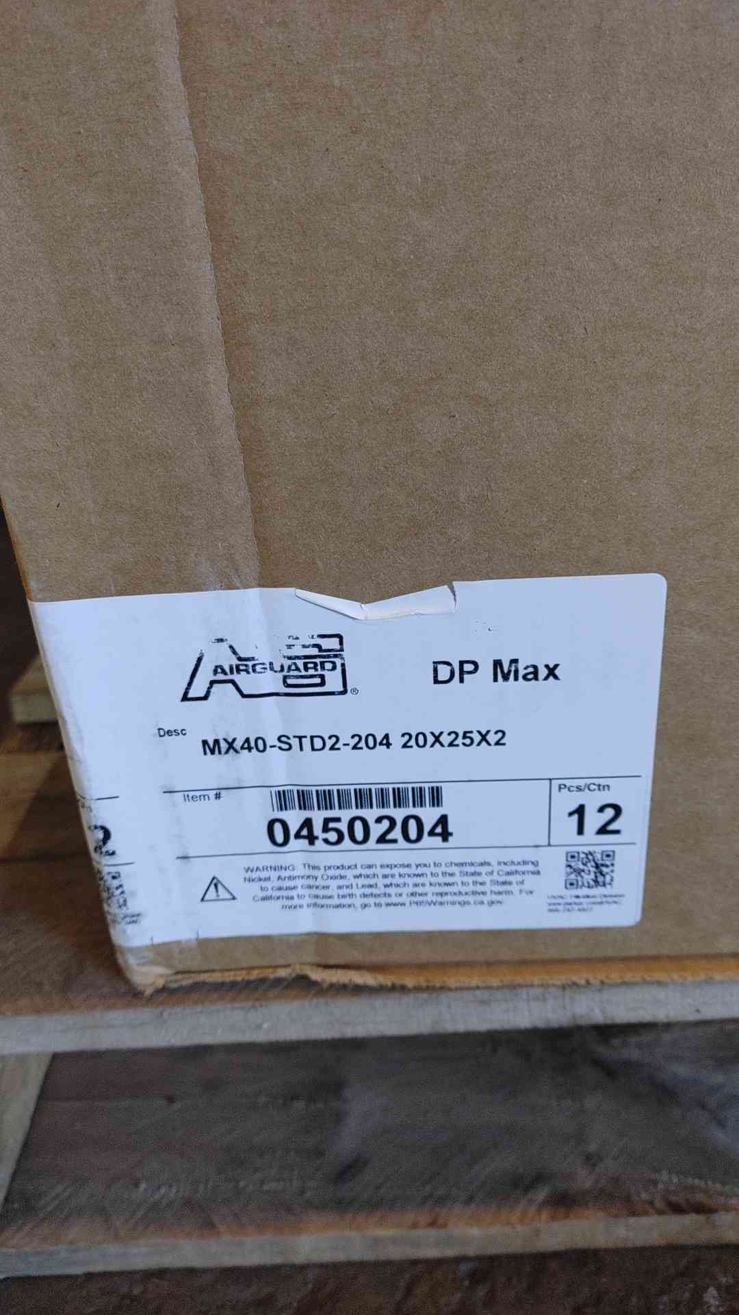 NEW Box of 12 Air Guard DP Max 20Ã—25Ã—2 0450204(SKU: 109881)