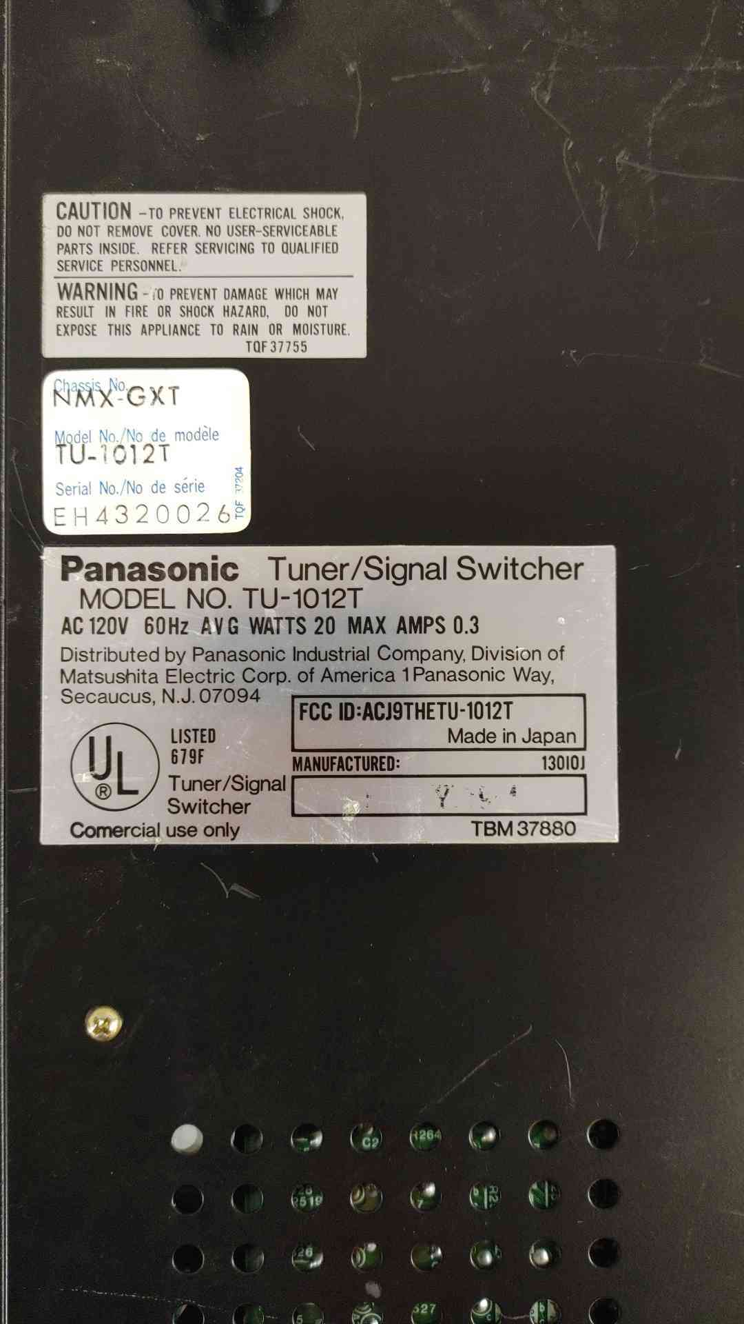 Panasonic Tuner/Signal Switcher TU-1012T (SKU: 109986)