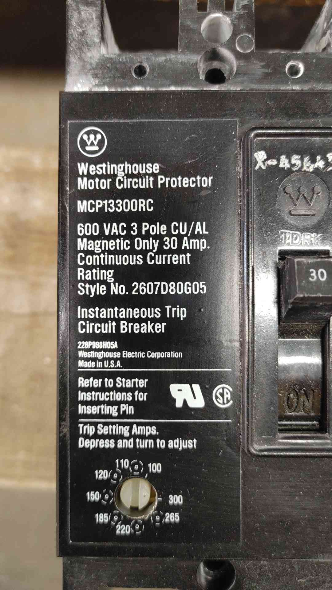 Westinghouse Motor Circuit Breaker Protector 30A 3POLES 600V (SKU: 110231)