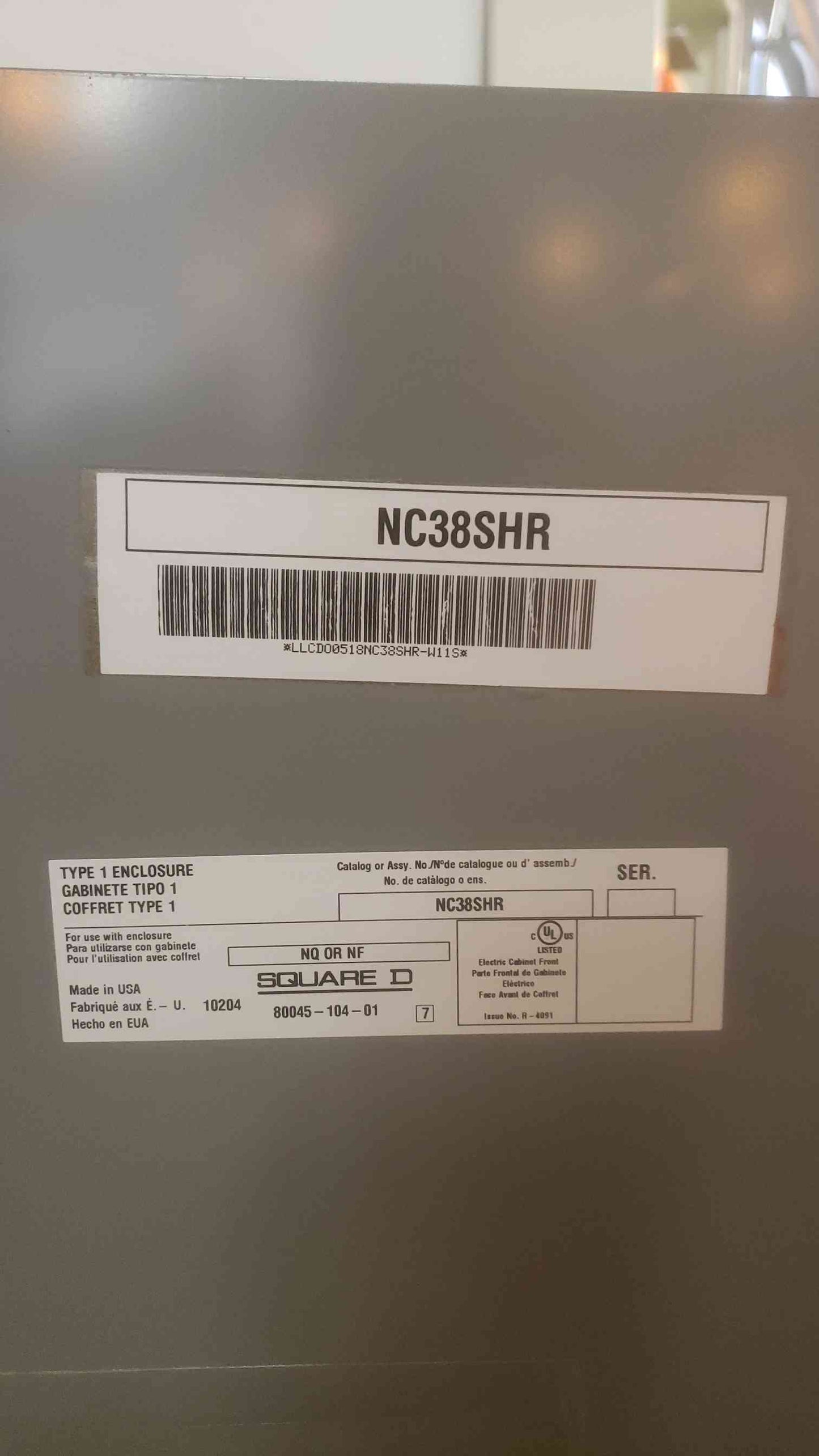 SQUARE D NQ 225A 240VAC/48VDC 3PH 4Wire Panelboard NC38SHR(SKU: 110370)