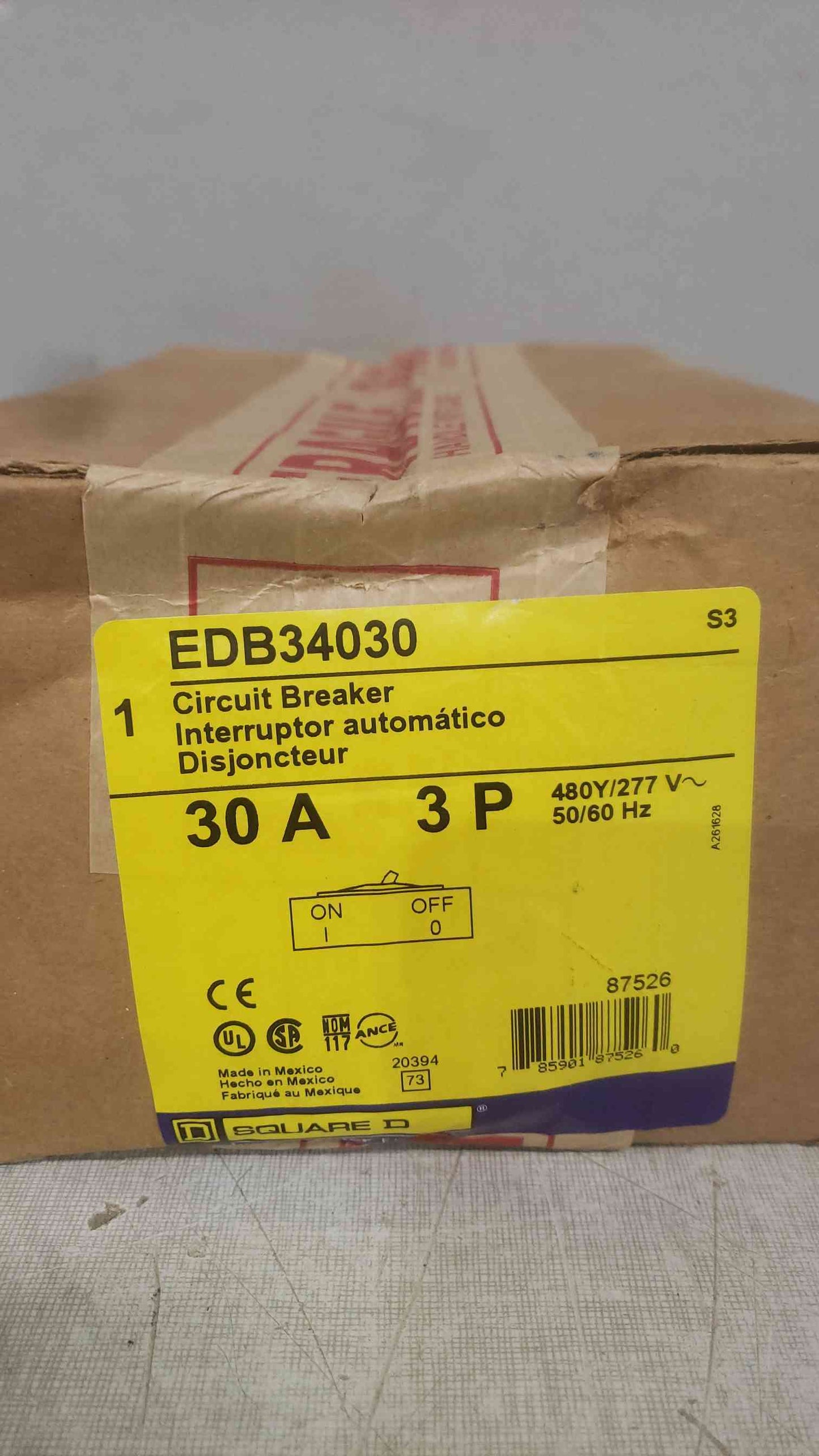 NEW IN BOX Square D 3P 480Y/277V 30A Breaker EDB34030 (SKU: 111127)