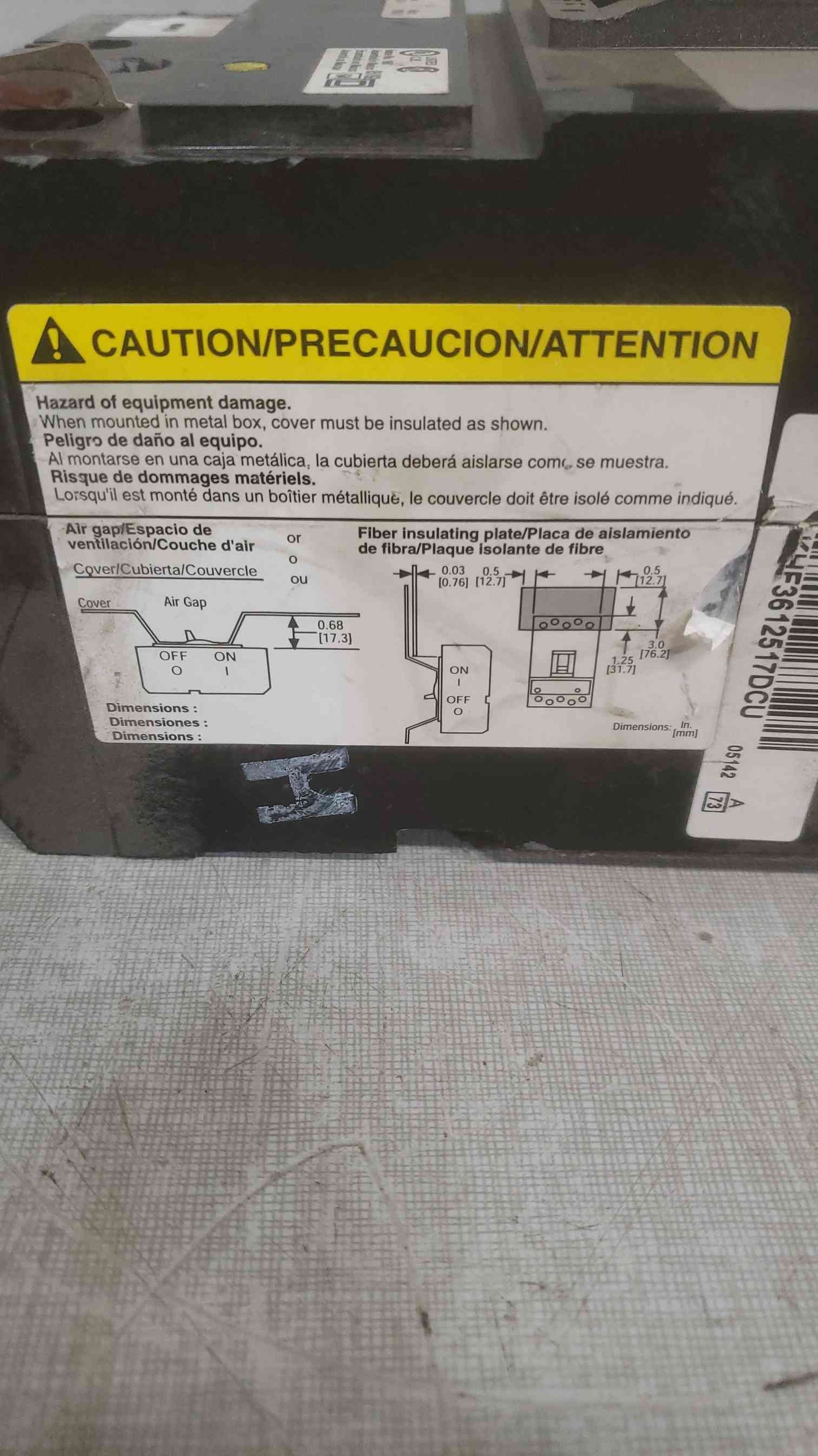 Square D 125A 3P 500V Breaker KHF3612517DC2315 (SKU: 111176)