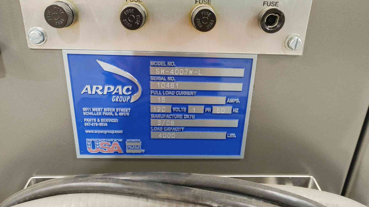 ARPAC 4000LBS Capacity 120V 1PH 15A Wrapping Machine Control W/ Turn Table & Ramp SW-4007W-L (SKU: 111389)