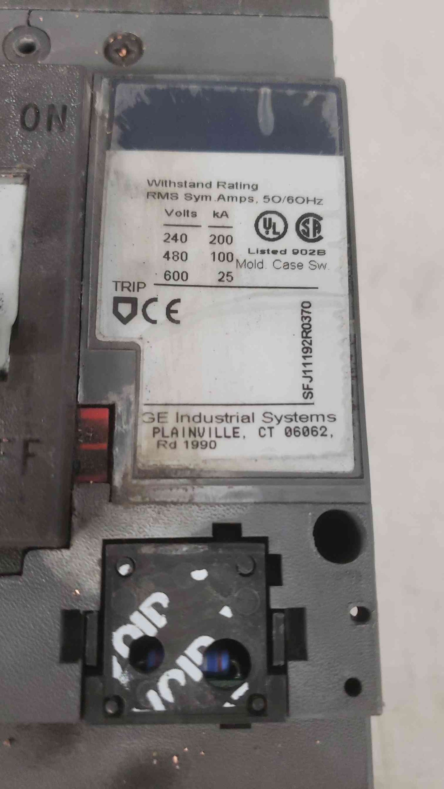 GE SPECTRA SERIES 250A 600VAC~ 3 Pole Breaker SFDA36AN0250 (SKU: 111399)