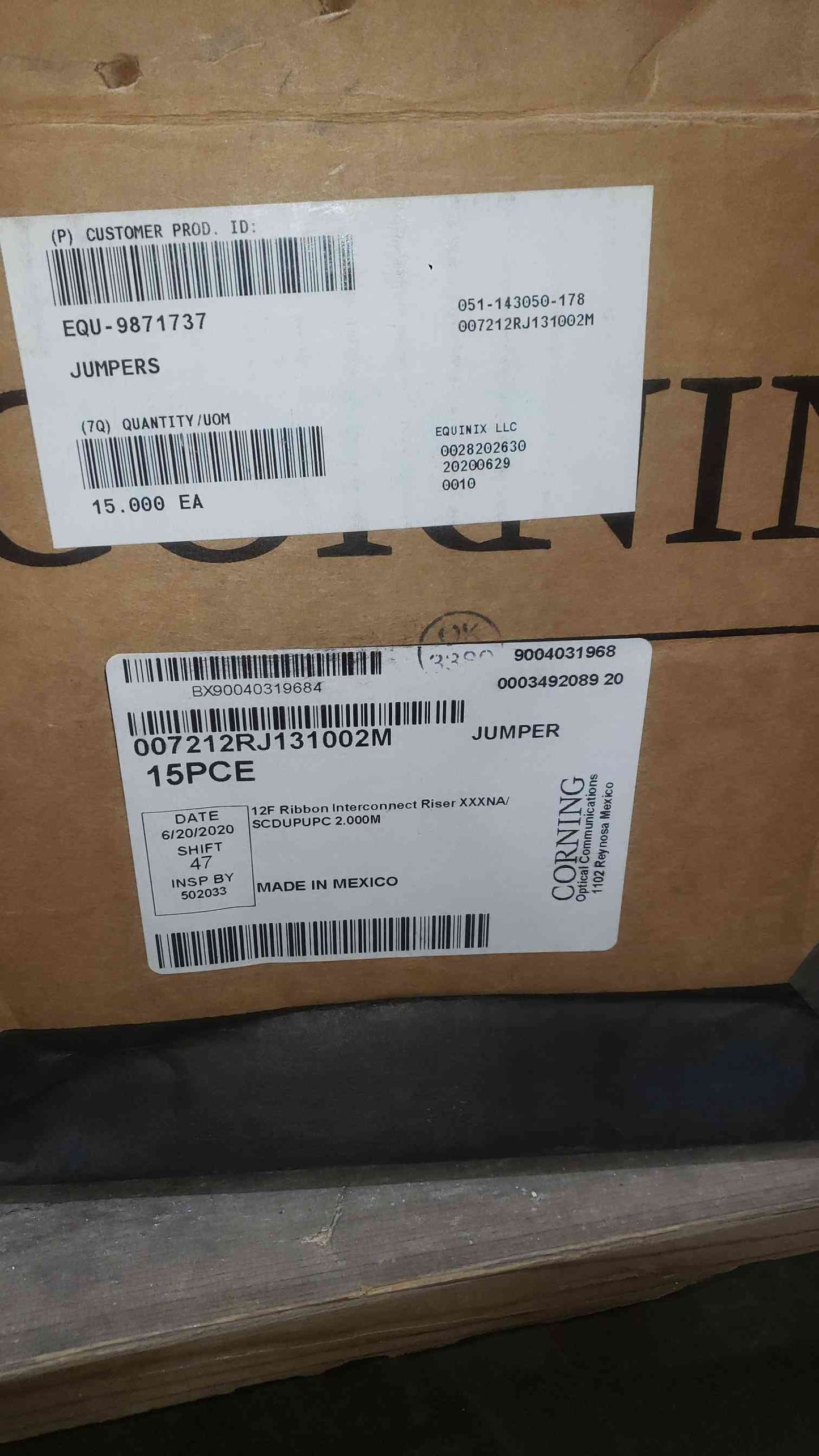 NEW Corning 12F Ribbon Interconnect Riser 007212RJ131002M (SKU: 111649)