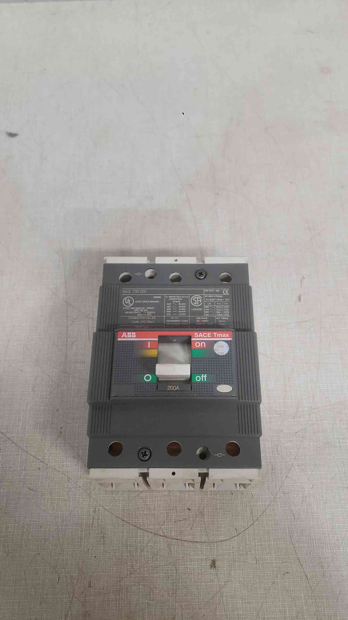 ABB 200A ABB SACE Tmax T3S 225 3 Pole Breaker (SKU: 111874)
