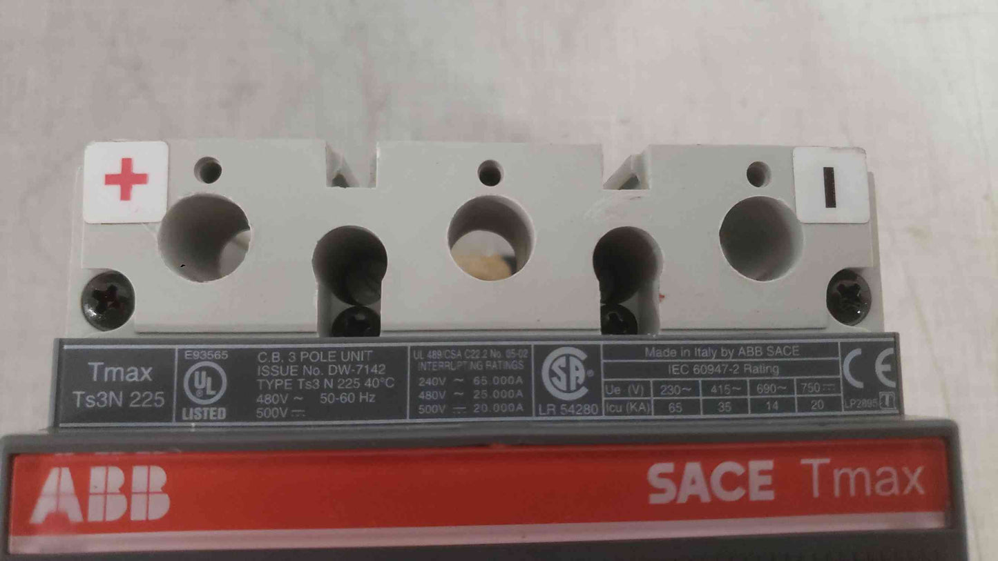 ABB 225A SACE Tmax Ts3N 225 3 Pole Breaker (SKU: 111875)