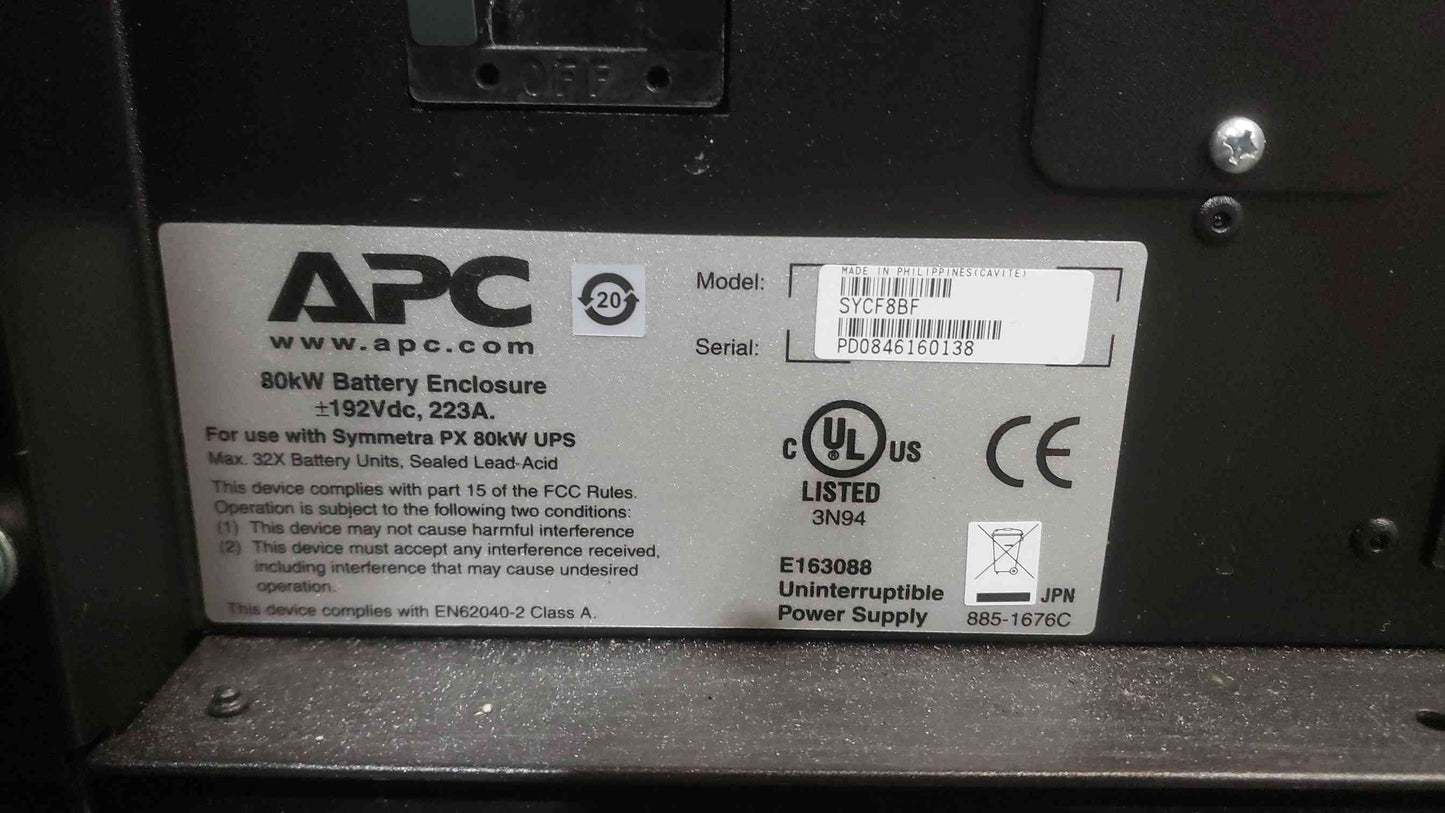 APC Symmetra PX 60KW / 80kW UPS w/ Battery Cab & PDU SYCF8BF