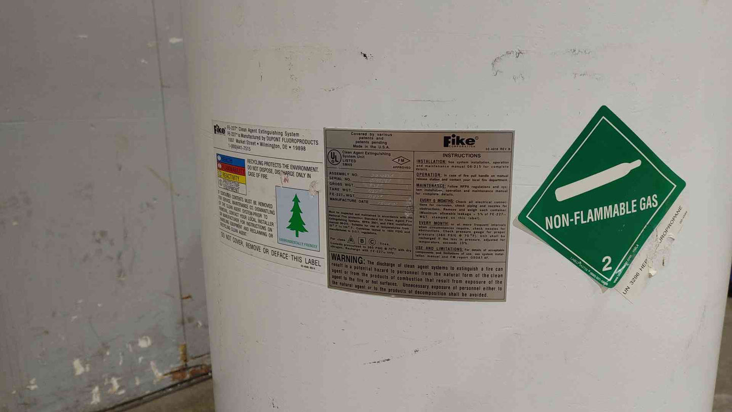 FIKE 487 LBS FM-200 Clean Agent Fire Suppression Tank (SKU: 112125)