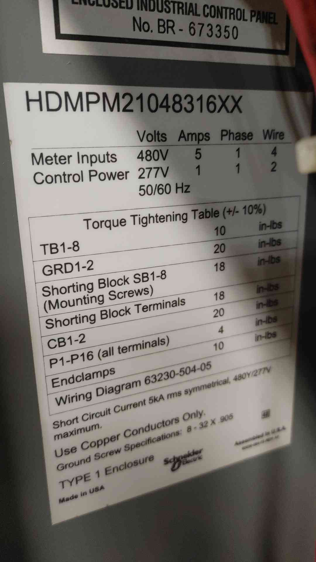 PM210 SQUARE D PowerLogic PowerLogic High Density Metering (HDPM) HDMPM21048316XX (SKU: 112156)