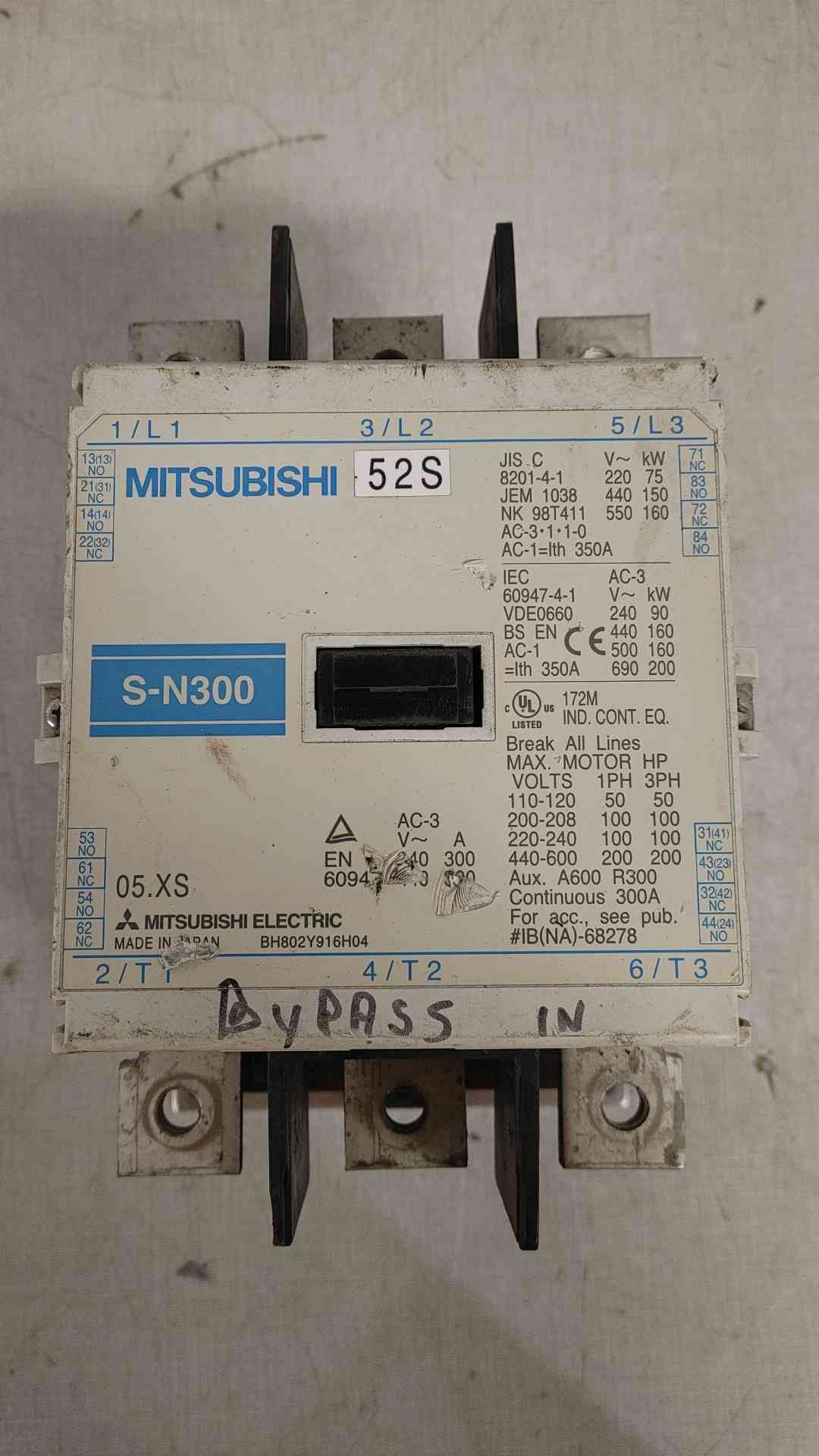 Mitsubishi Electric 300A 240VAC Contactor S-N300 (SKU: 112250)