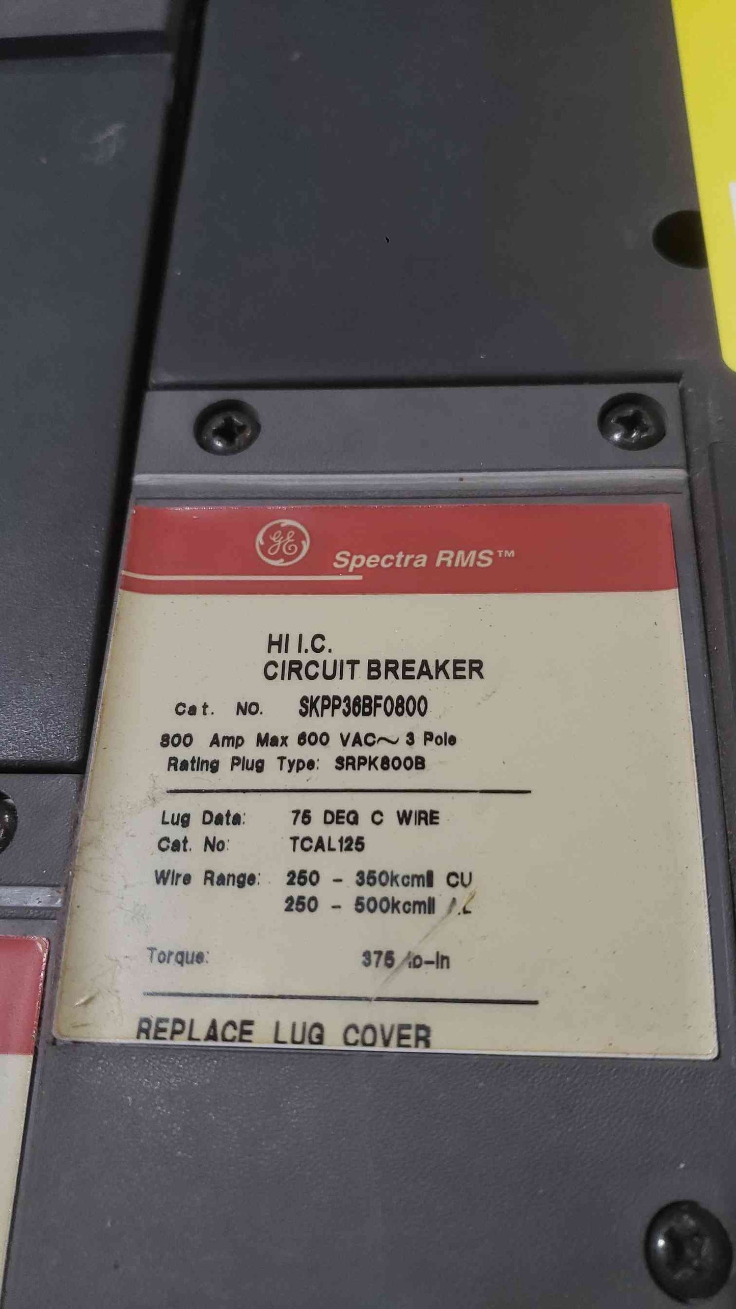 GE 800A 600VAC 3 Pole Breaker SKPP36BF0800 (SKU: 112286)