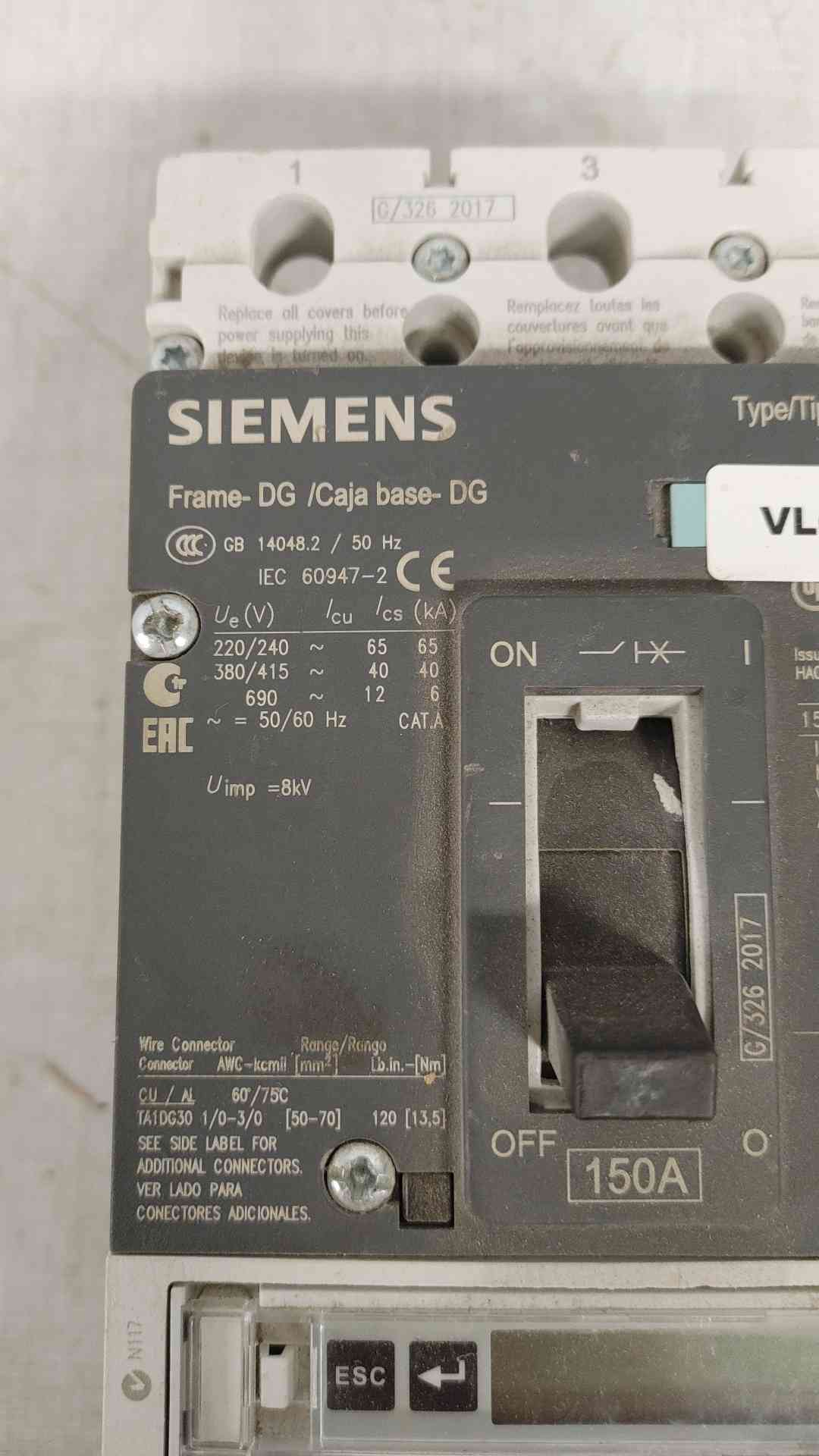 Siemens NDGB 150A 3 Pole Breaker NDK3A150 (SKU: 112319)