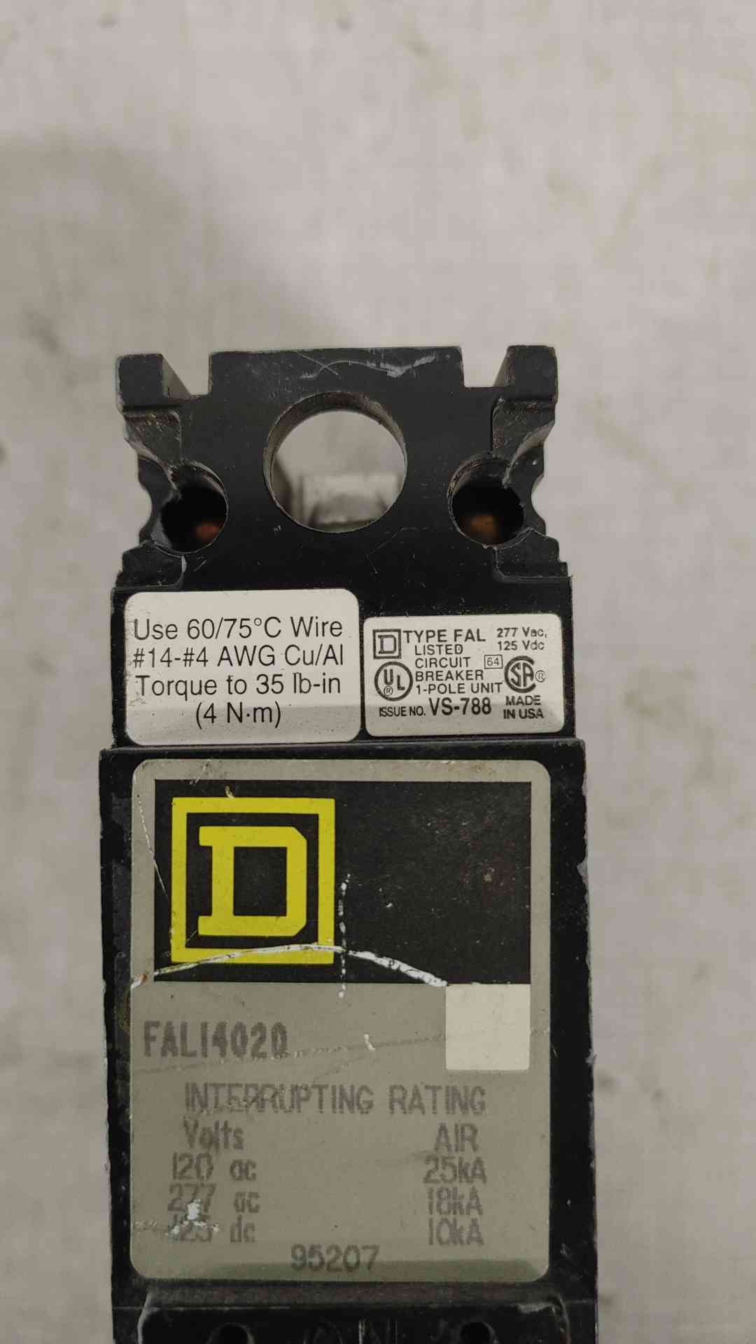Square D 20A 1 Pole Breaker FAL14020 (SKU: 112320)