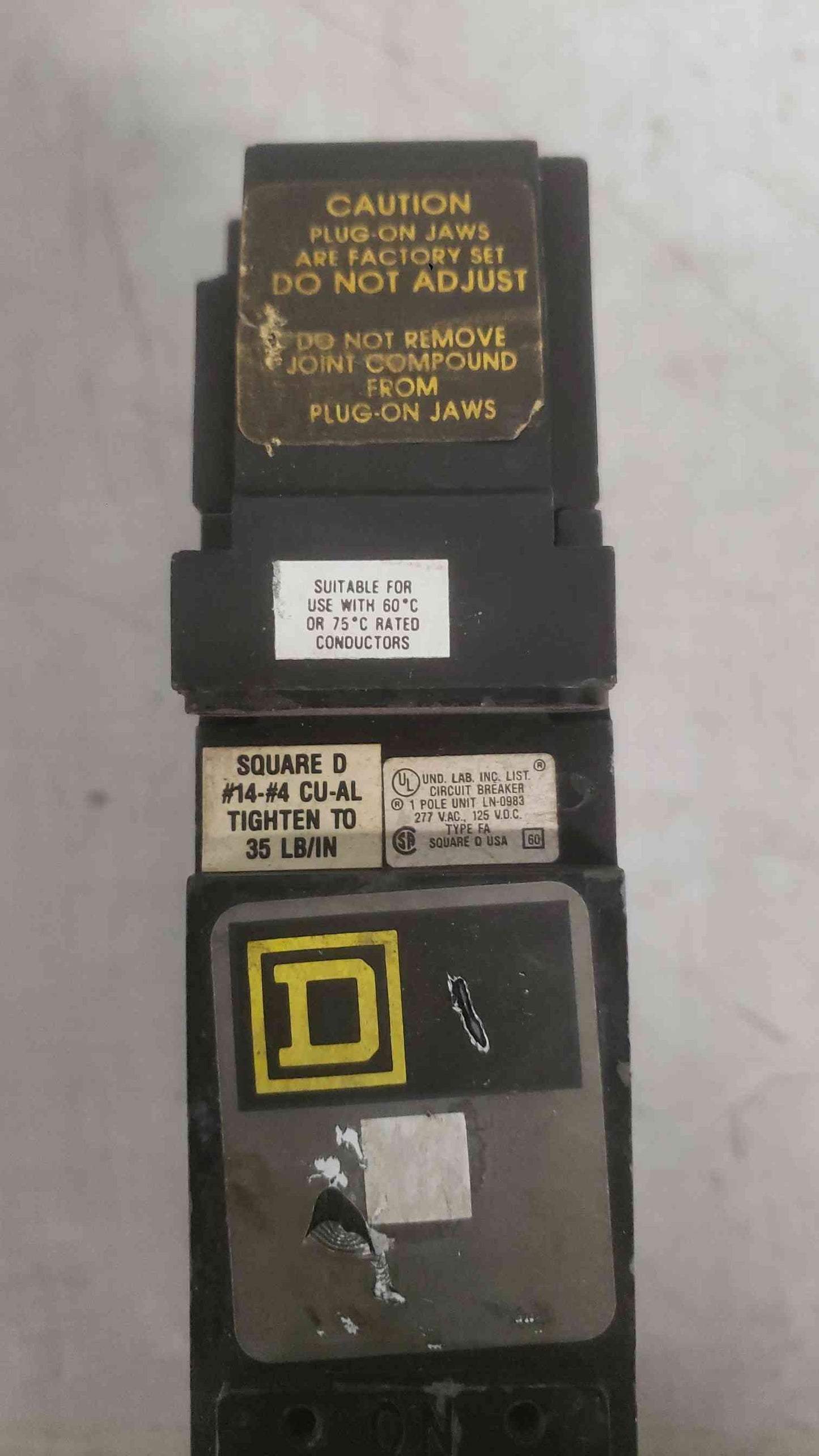 Square D 20A 277V 1 Pole Breaker FA16020B (SKU: 112323)