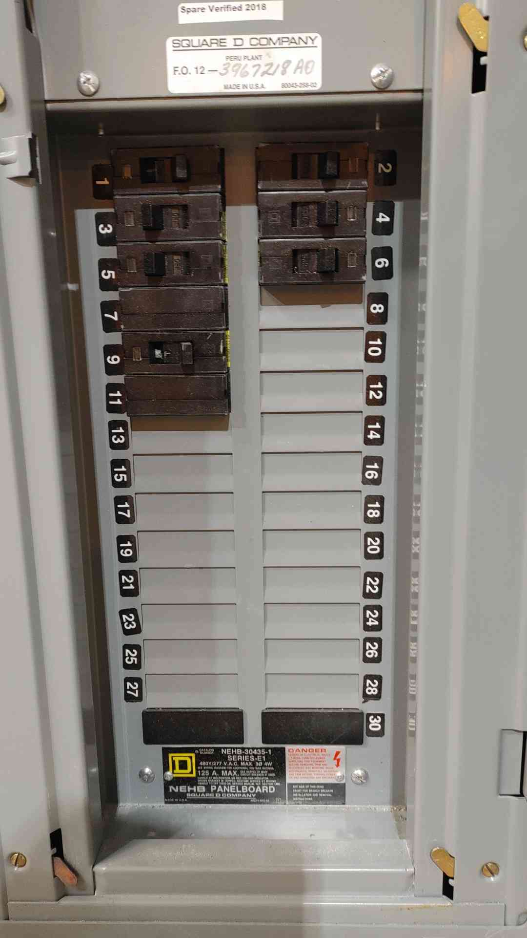 Square D 100A 480/277V 3PH 4W Panelboard NEHB-1MW & Main (SKU: 112466)