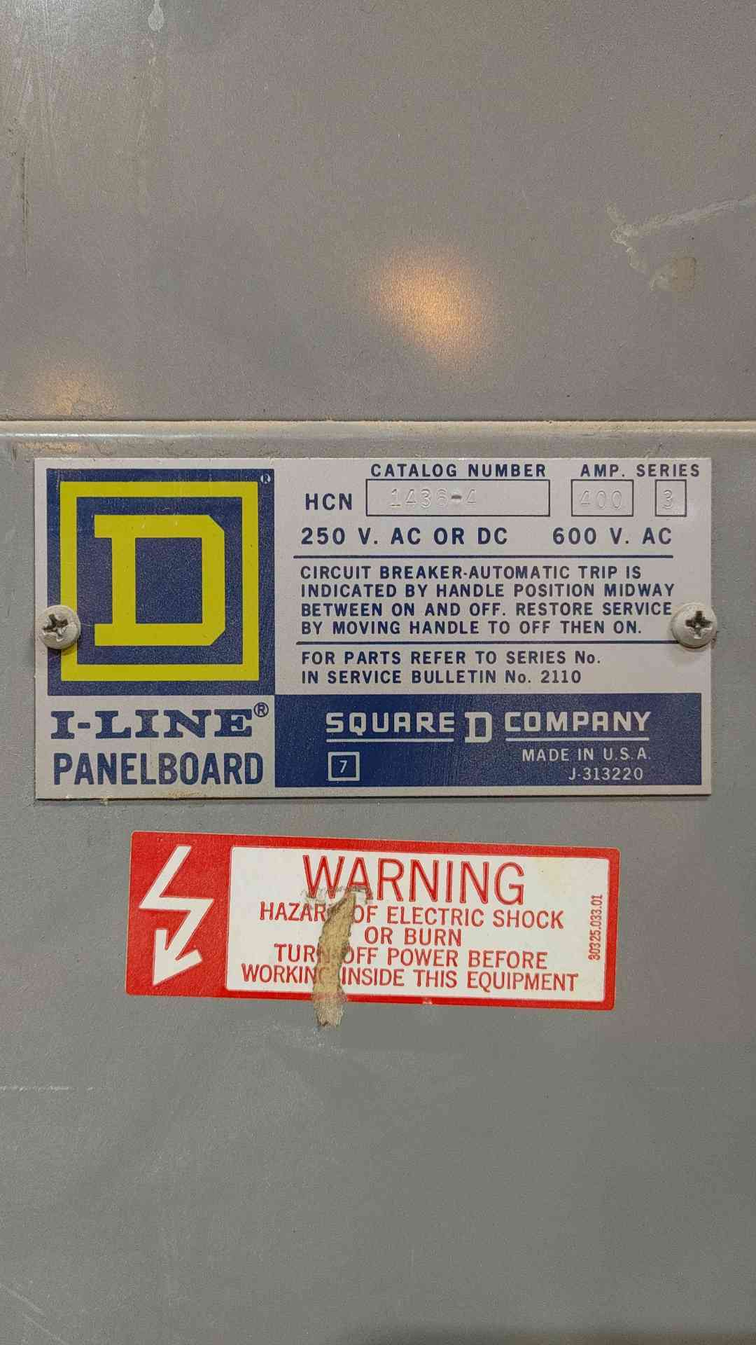 Square D I-Line 400A 3PH Panelboard 1436-4 240v-600v MAX (SKU: 112545)
