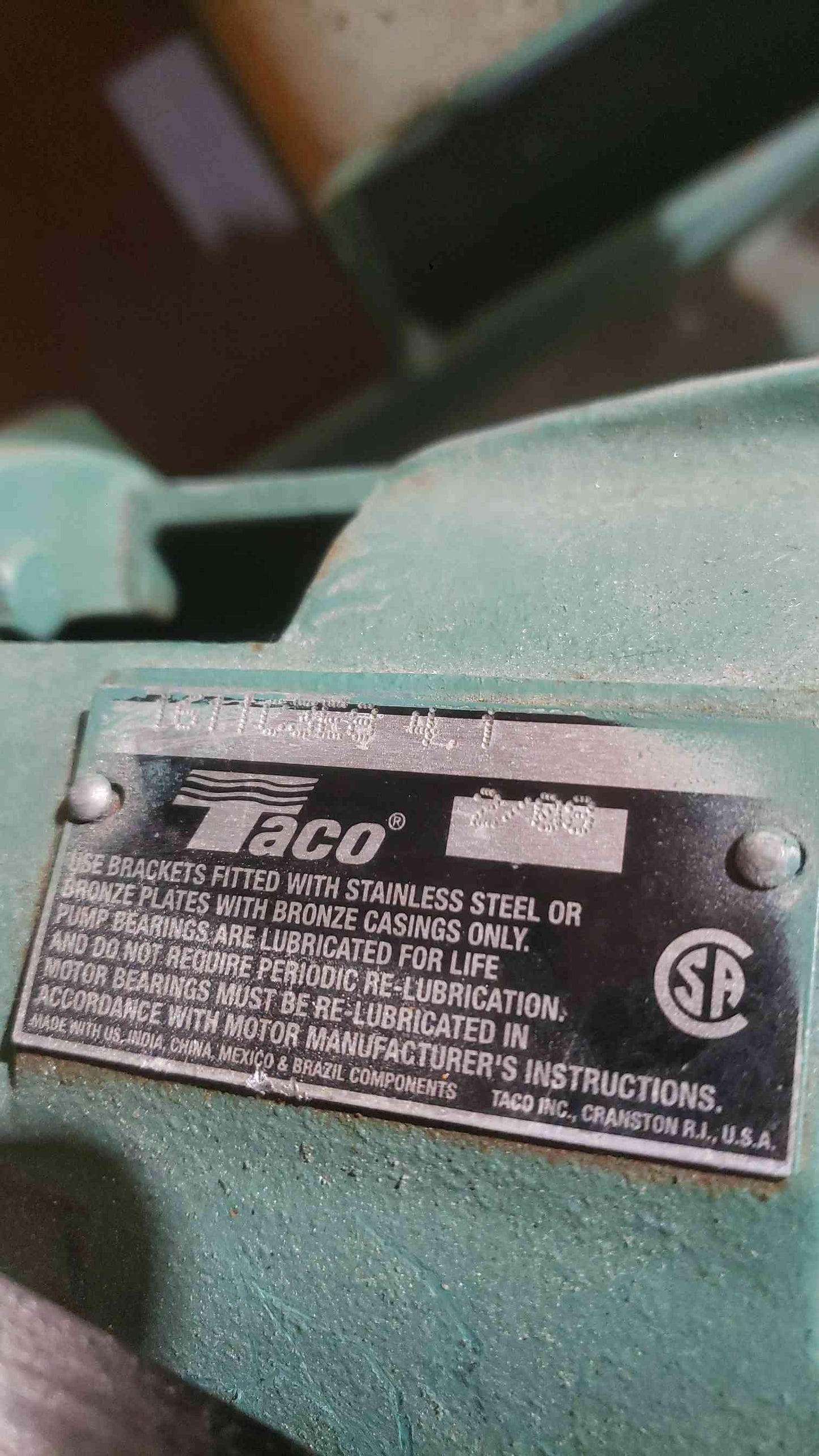 Taco .33HP 230/460 3PH Motor Driven Water Pump M3007 (SKU: 112604)