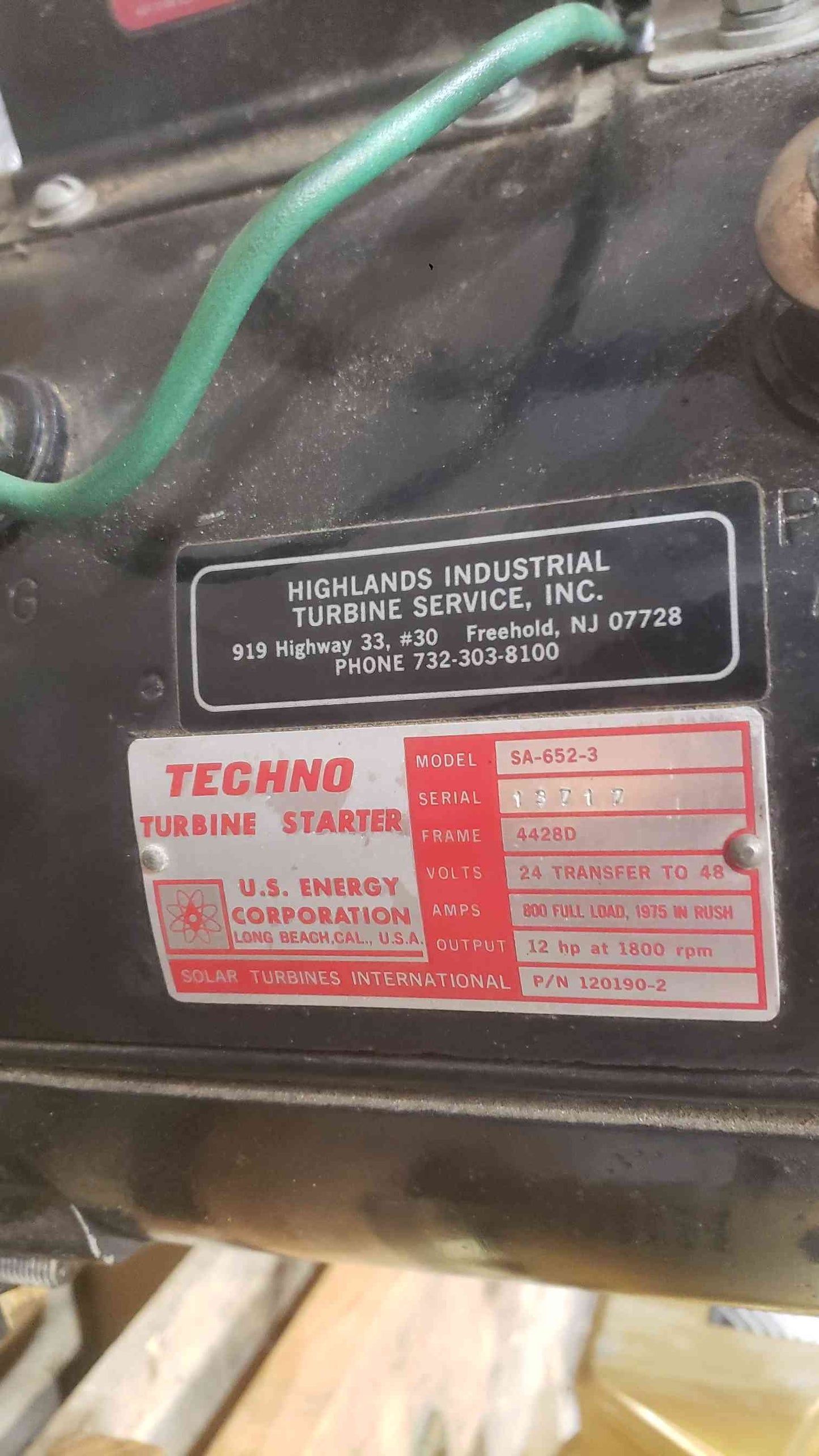 TECHNO 4428D Frame 24V Transfer To 48V Turbine Starter SA-652-3 (SKU: 112612)