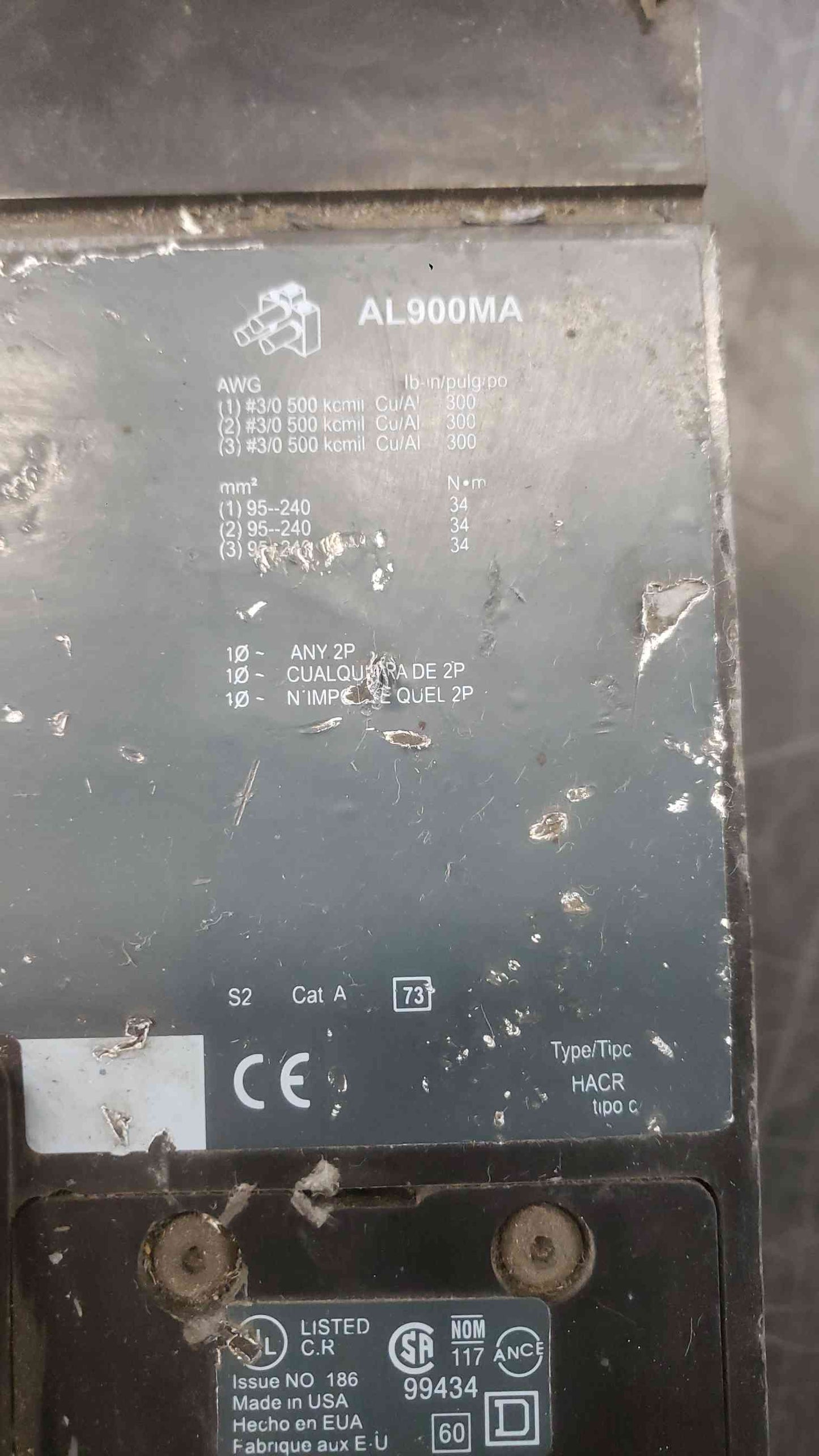 AS-IS Square D 500A 600V~ 3 Pole Breaker MA36500 (SKU: 112682)