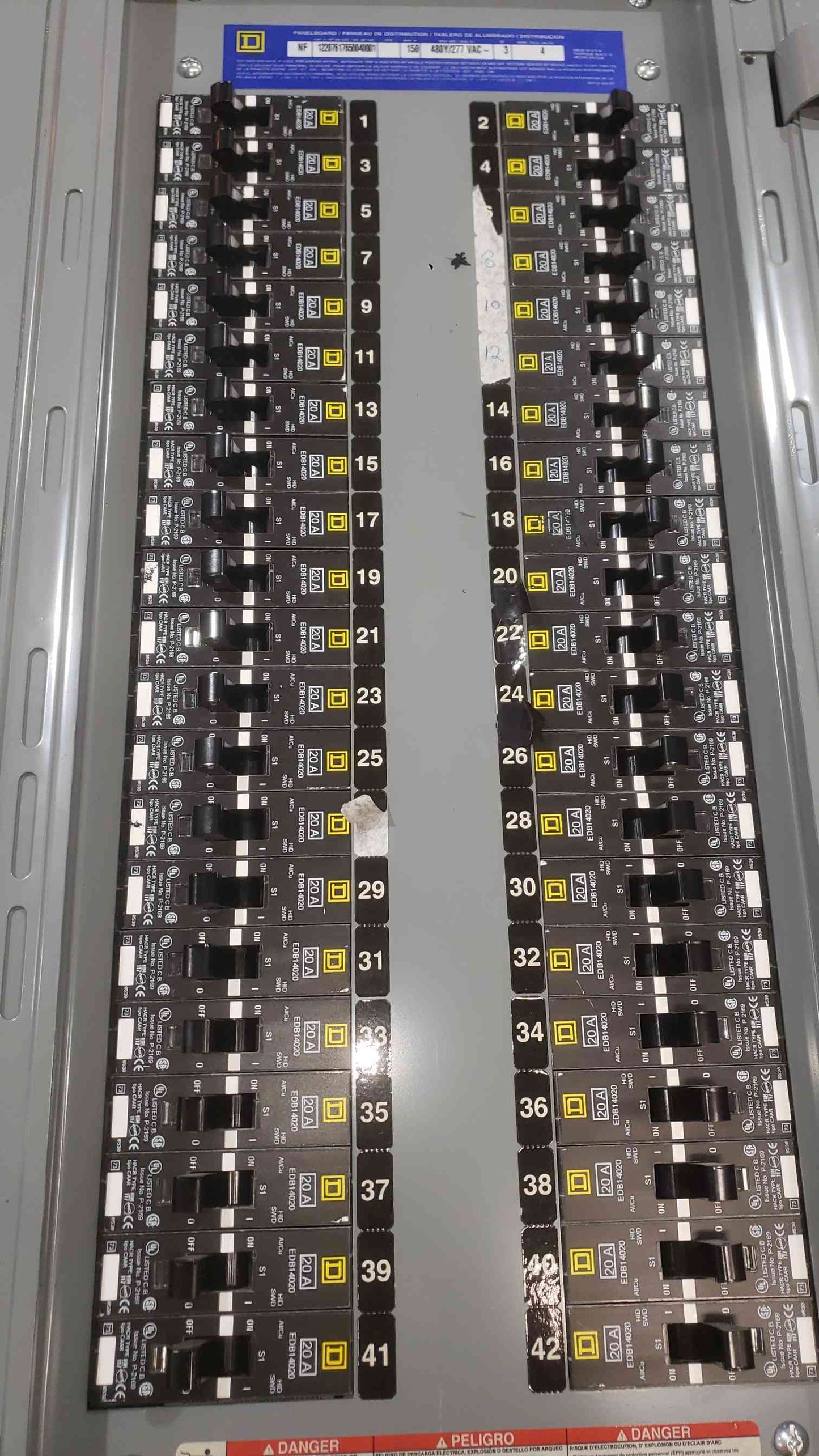 Square D 150A 480Y/277VAC 3PH 4W Panelboard with Main (SKU: 112715)