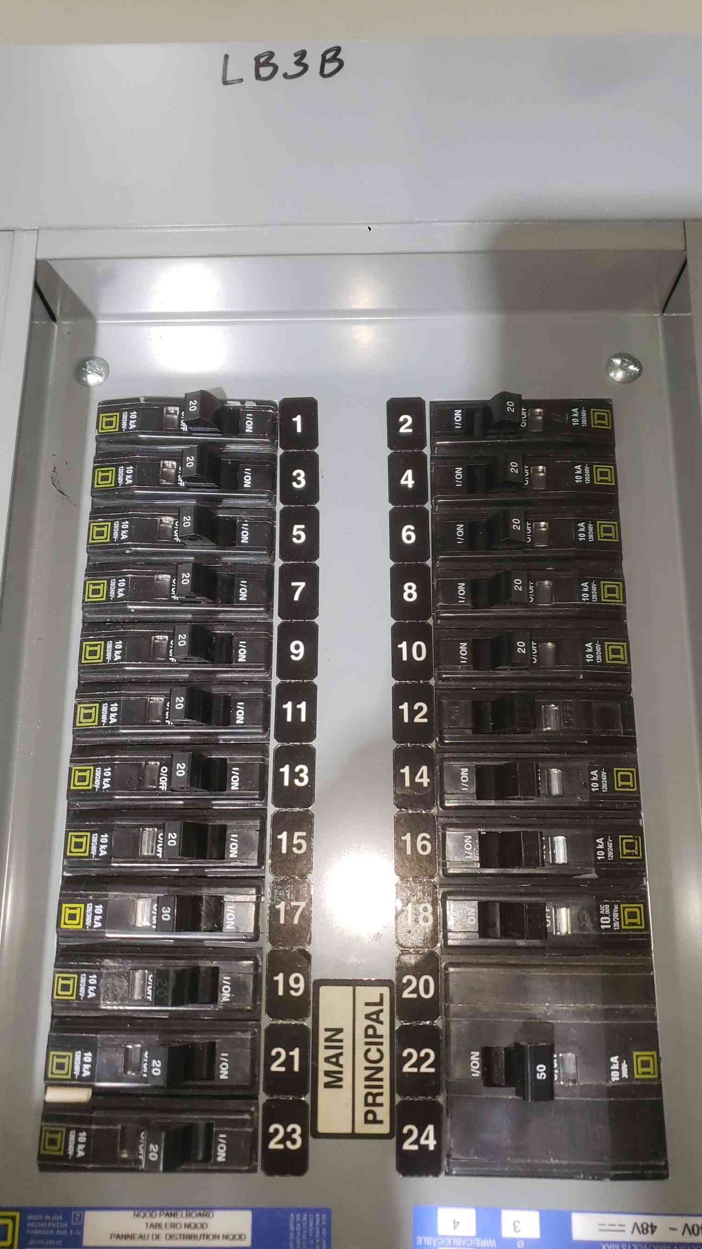 Square D 100A 240V~ 3PH 4W Panelboard NQOD424L100CU (SKU: 112693)