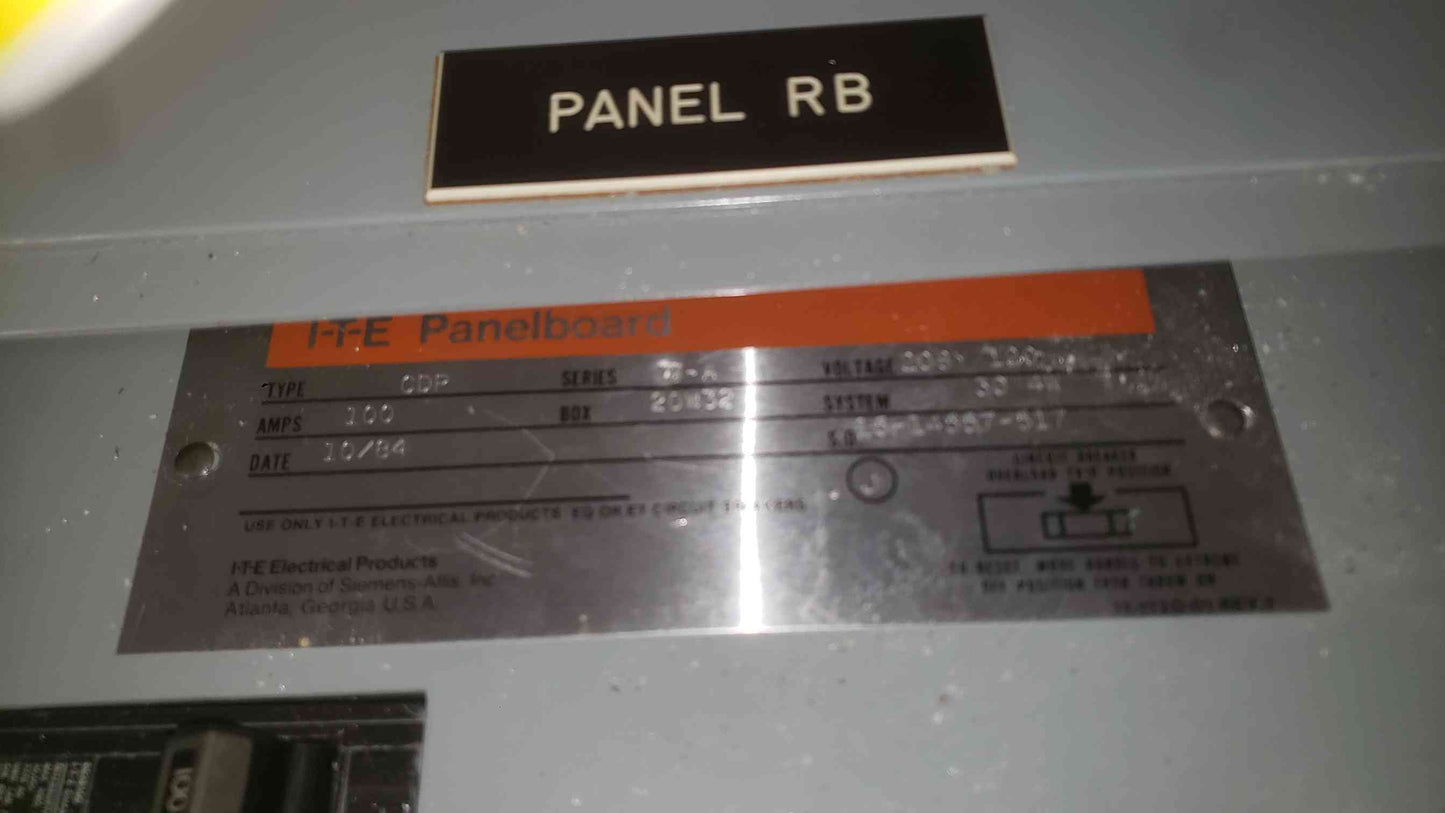 I-T-E 100A 208Y/120 3PH 4W Panelboard (SKU: 112722)