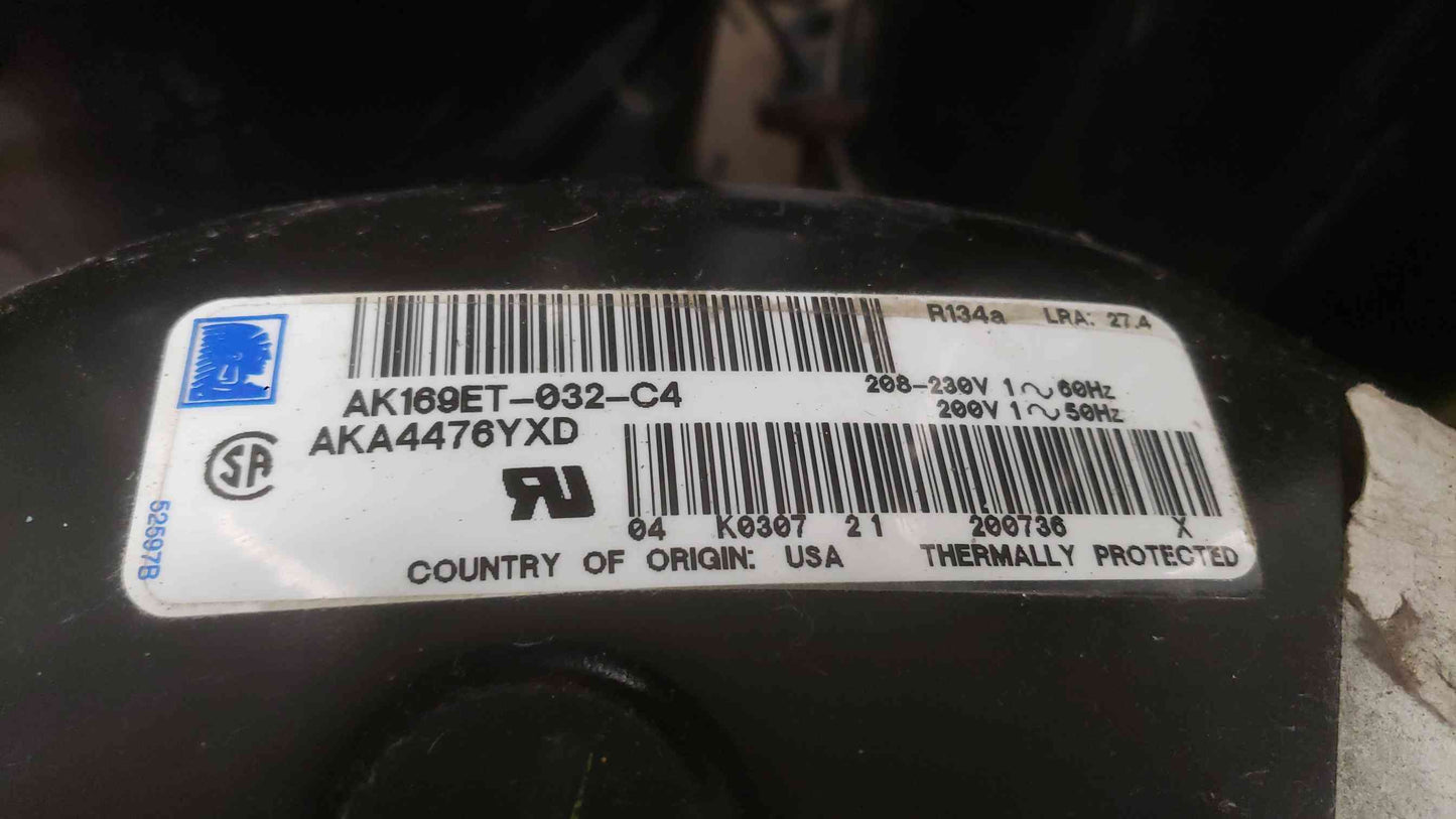 Tecumseh 208-230V 1PH Scroll Air Compressor AK169ET-032-C4 (SKU: 112834)