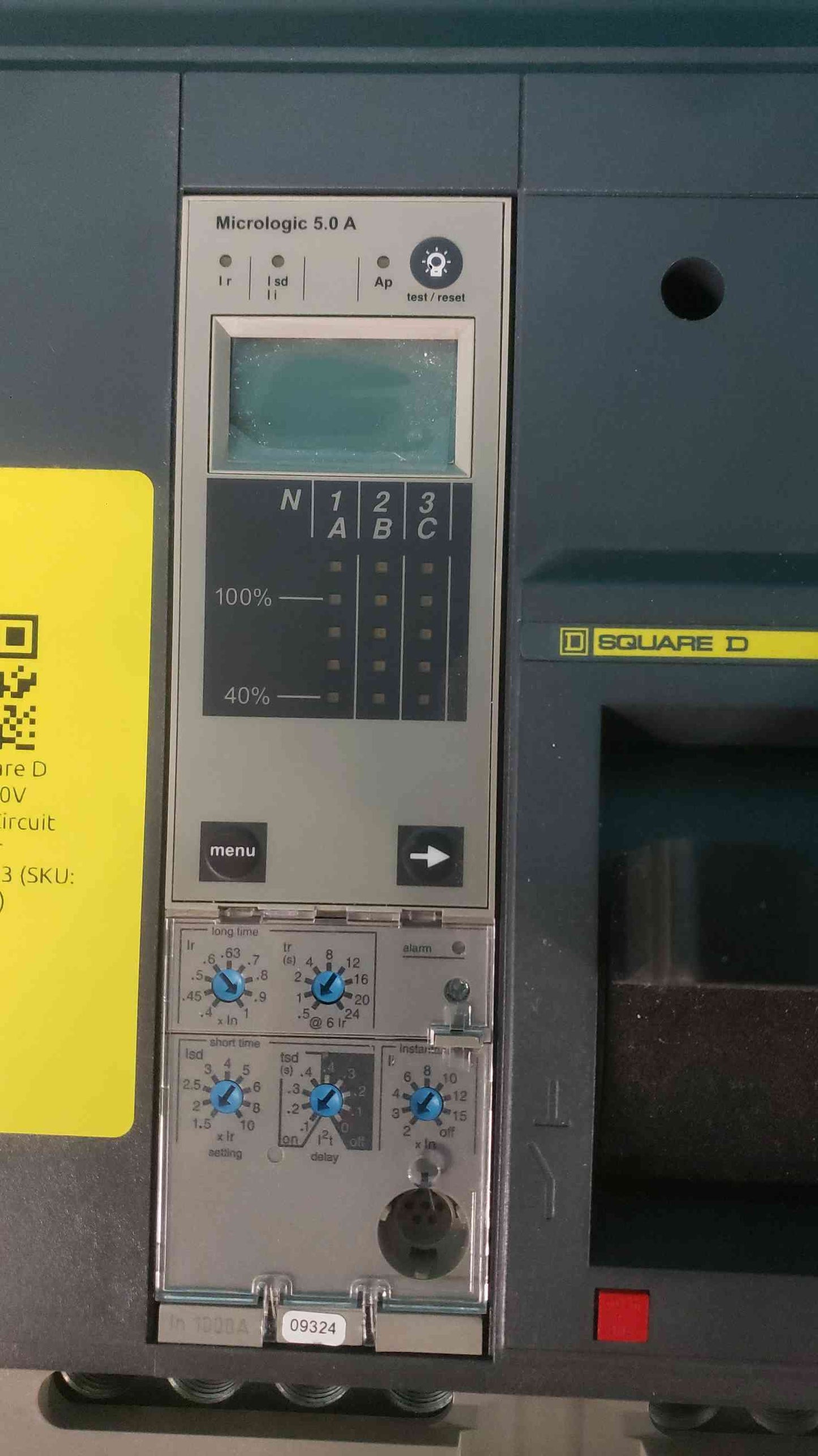 Square D PowerPact RGA36100CU43AE1ABLVYP 1000A 3P 600V I-Line Breaker Micrologic 5.0A (SKU: 112860)