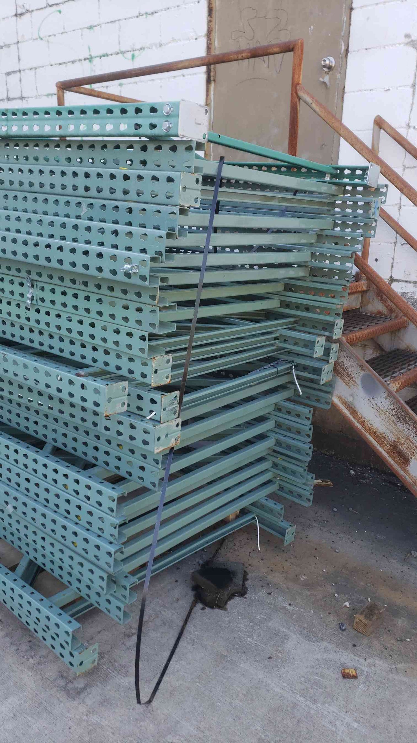 10' Teardrop Pallet Rack Uprights - 42" Depth - Interlake Teal Green - Industrial Warehouse Racking (SKU: 113059)