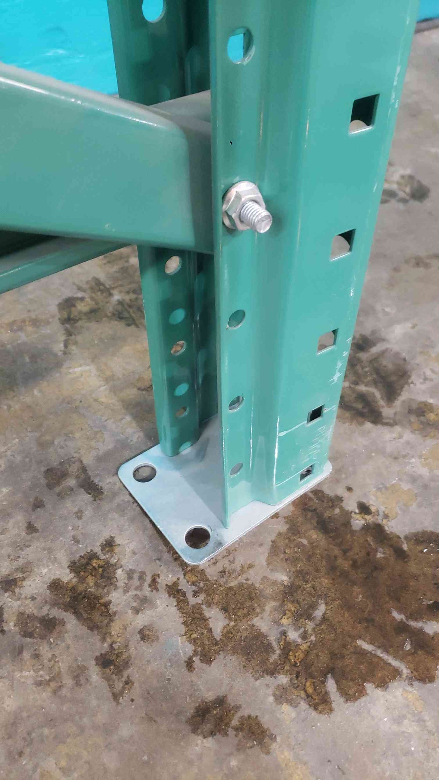 10' Teardrop Pallet Rack Upright Frame - 42" Depth - Interlake Style Green/Teal (SKU: 113087)