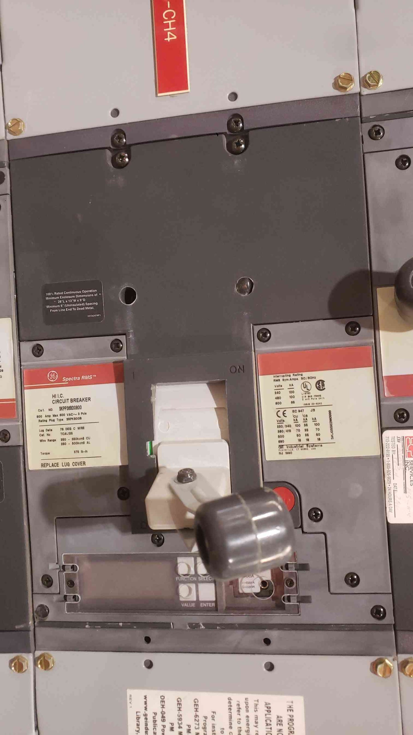 GE Spectra Series 4000A Switchboard Section | 480Y/277V 3PH 4W | (6) 800A & (1) 400A 3-Pole Breakers(SKU: 113125)