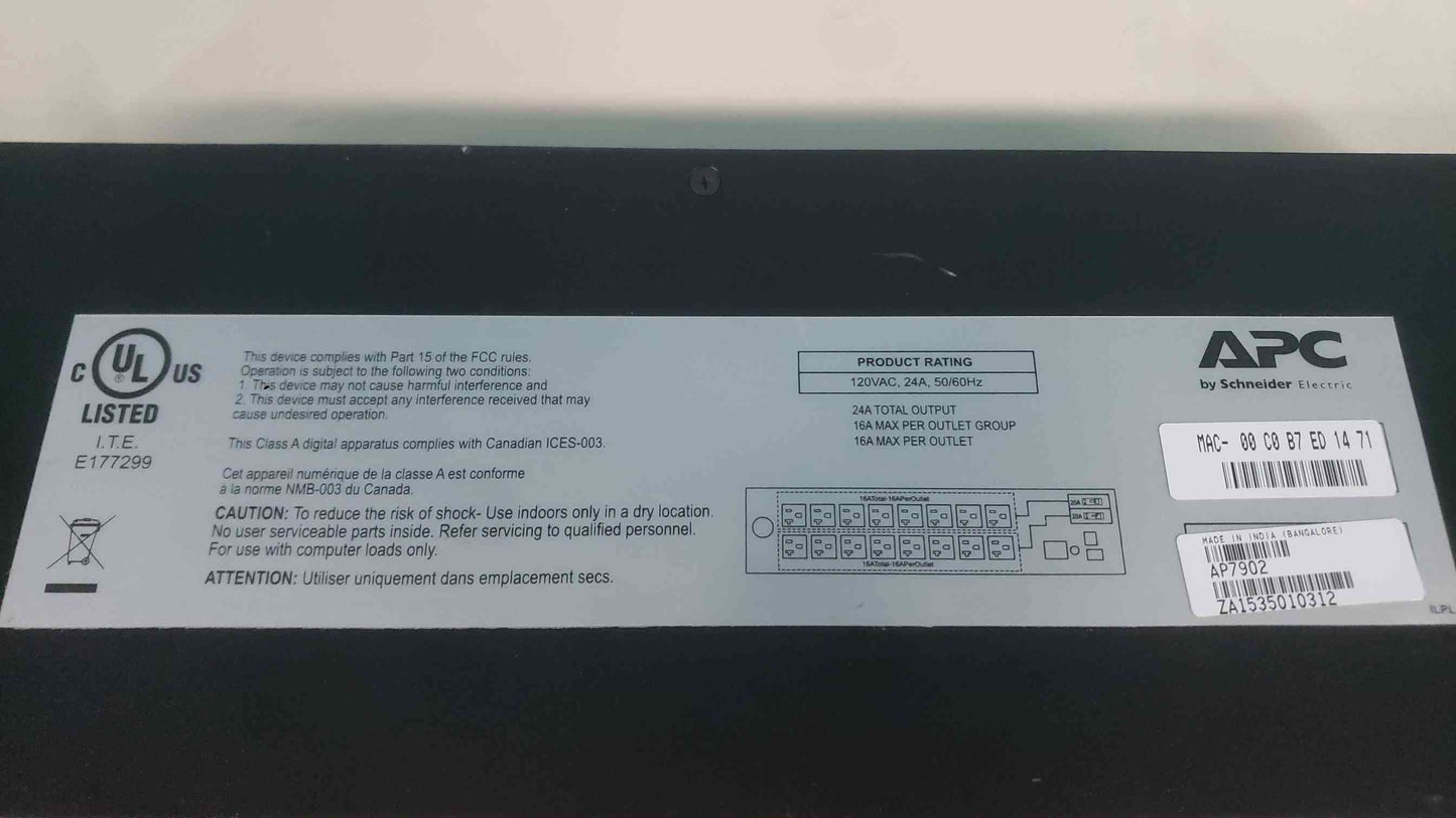APC AP7902 Switched Rack PDU 2U 30A 120V (16) NEMA 5-20R Outlets L5-30P Remote Management