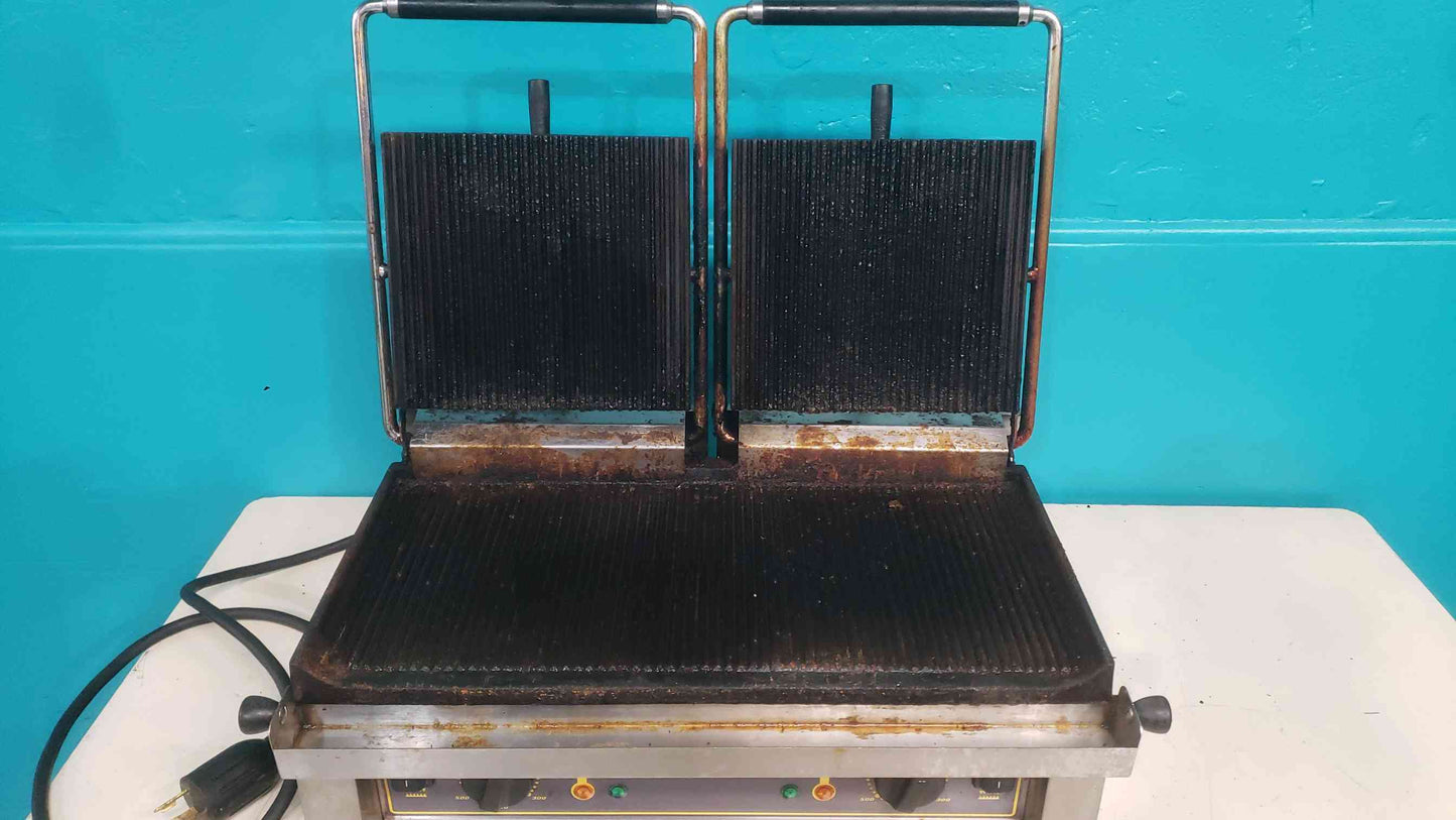 Equipex Commercial Double Panini Press Contact Grill Sodir 208V/240V Cast Iron (SKU: 113599)
