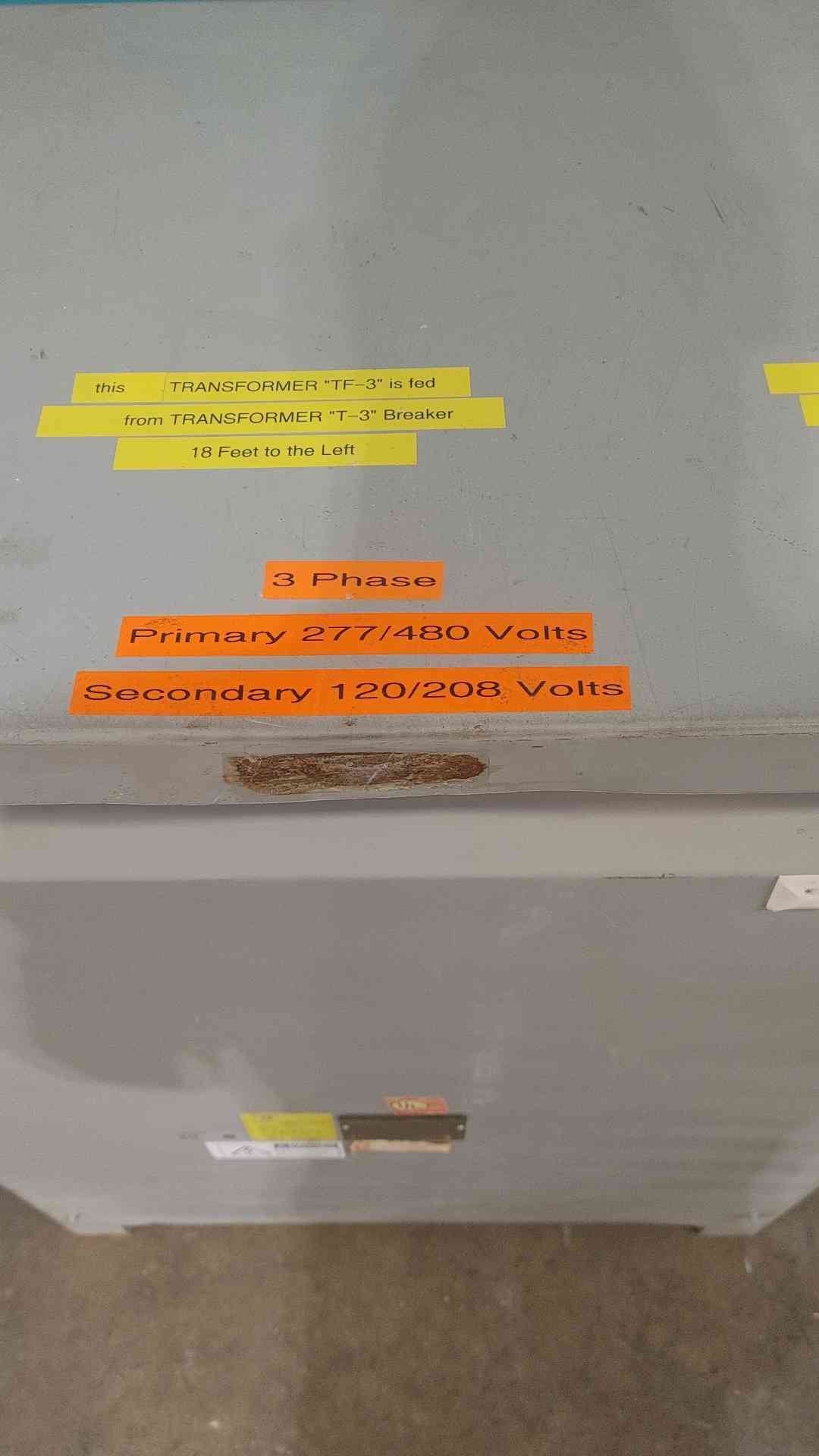 DT-3 75KVA 3PH Dry Type Transformer 480V Delta x 208Y 120V