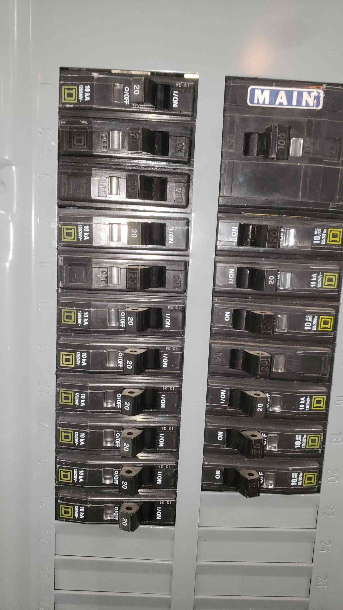 Square D QOC430L 100A 240V QO 30 Space Load Center Panel Interior Cover With 20A Breakers